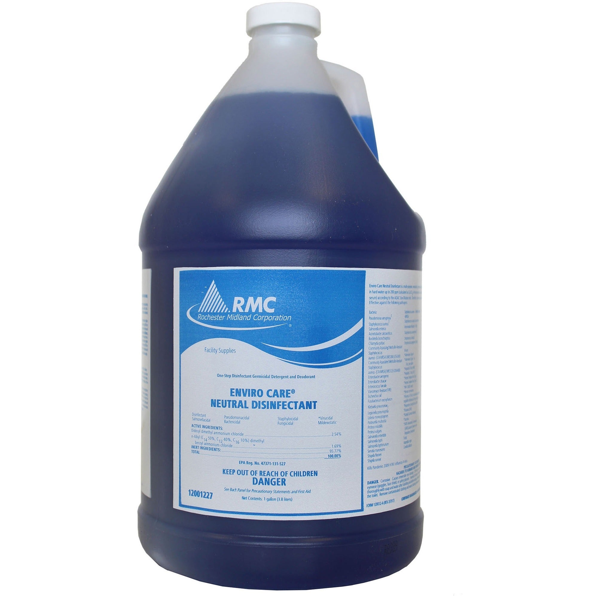 RMC Enviro Care Neutral Disinfectant - Concentrate - 128 fl oz (4 quart) - 1 Each - pH Neutral - Blue -