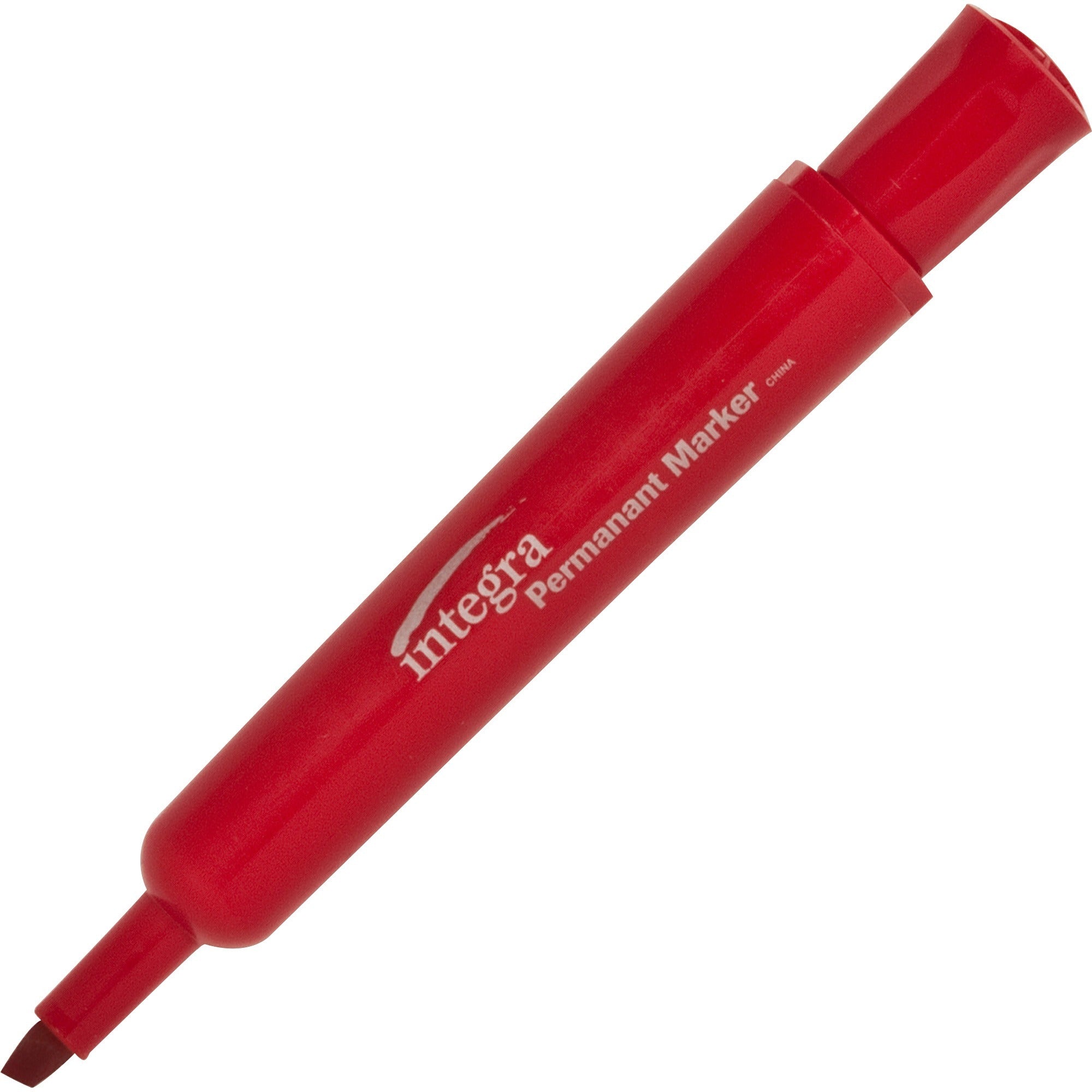 Integra Permanent Chisel Markers - Chisel Marker Point Style - Red - 1 Dozen -