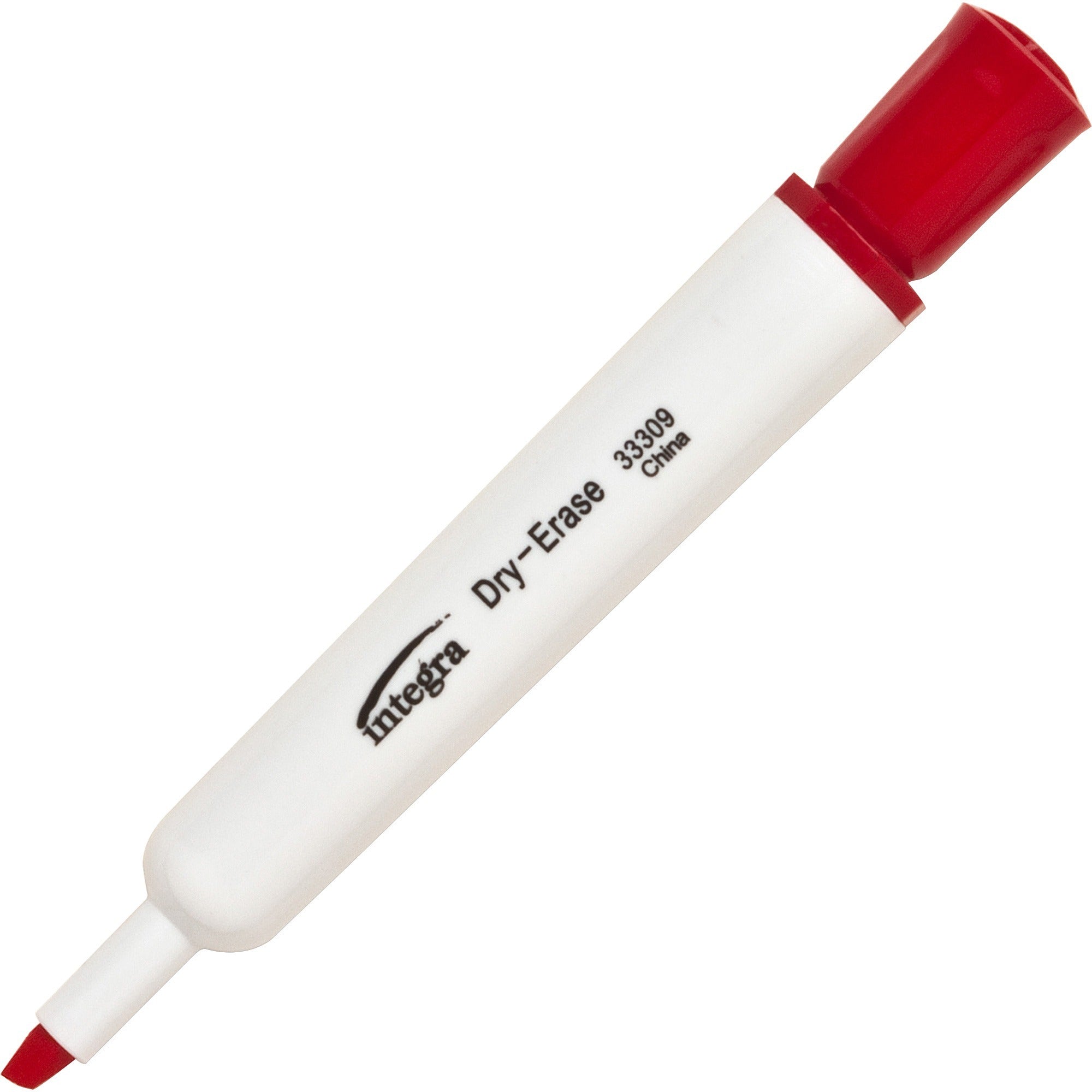 Integra Chisel Point Dry-erase Markers - Chisel Marker Point Style - Red - 1 Dozen -
