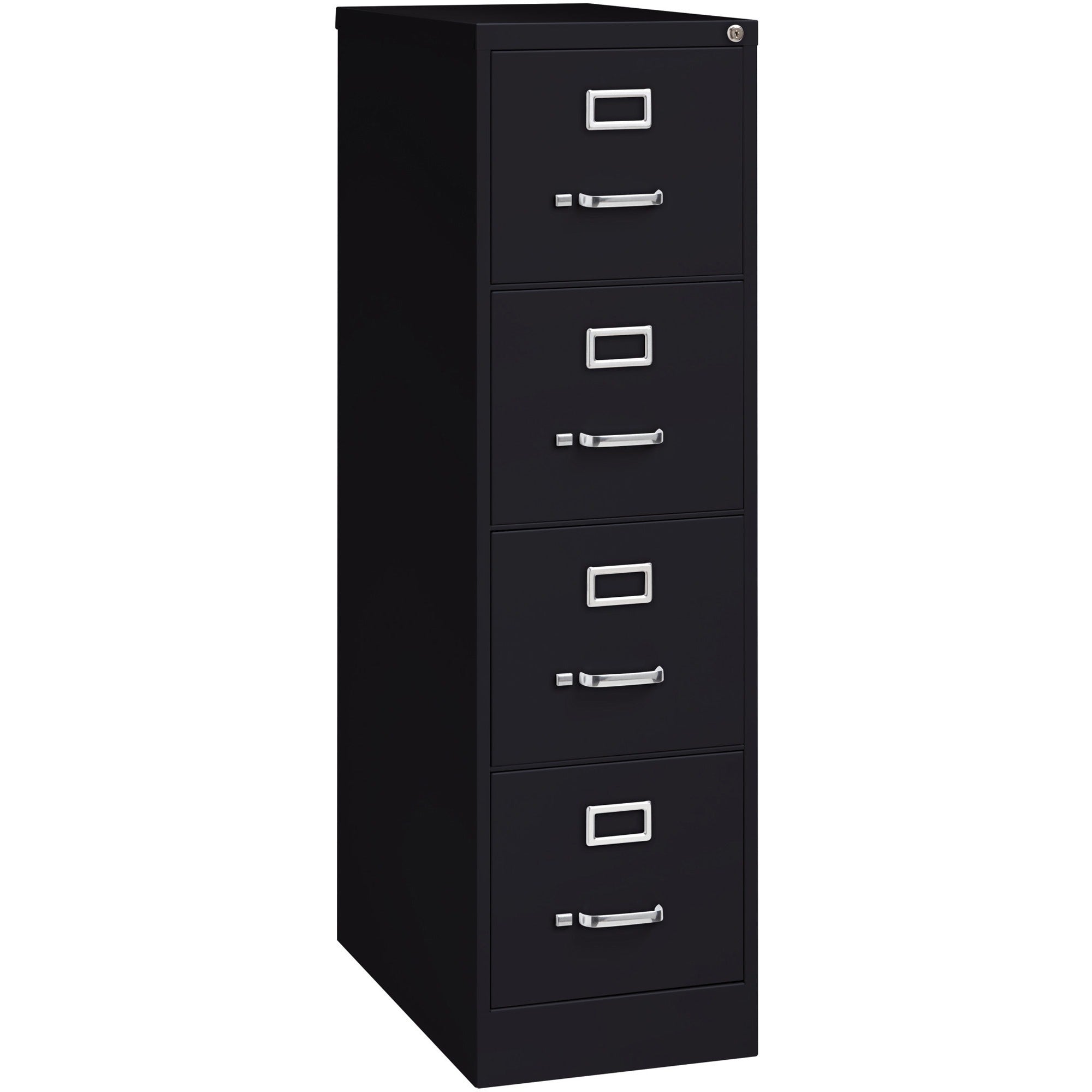 Lorell Fortress Series 26-1/2" Commercial-Grade Vertical File Cabinet - 15" x 26.5" x 52" - 4 x Drawer(s) for File - Letter - Vertical - Security Lock, Ball-bearing Suspension, Heavy Duty - Black - Steel - Recycled -