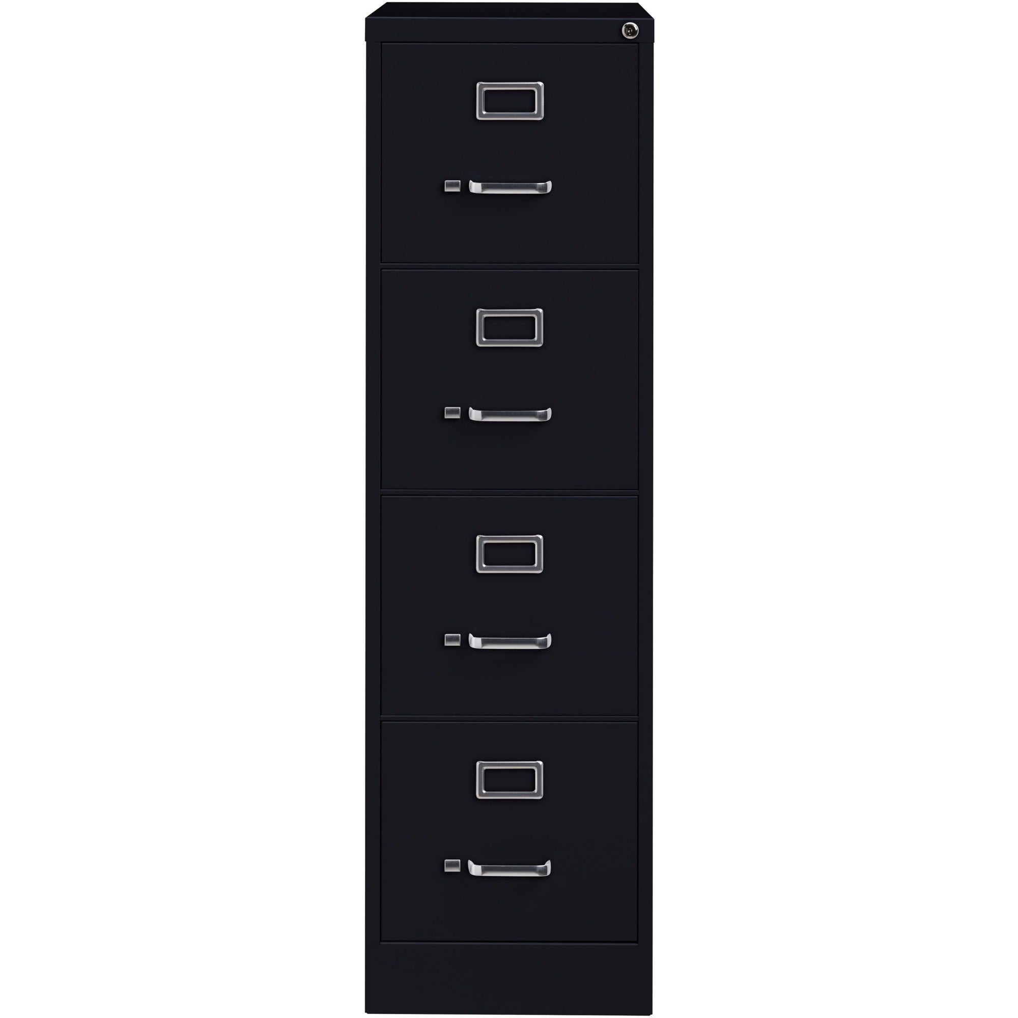 Lorell Fortress Series 26-1/2" Commercial-Grade Vertical File Cabinet - 15" x 26.5" x 52" - 4 x Drawer(s) for File - Letter - Vertical - Security Lock, Ball-bearing Suspension, Heavy Duty - Black - Steel - Recycled -