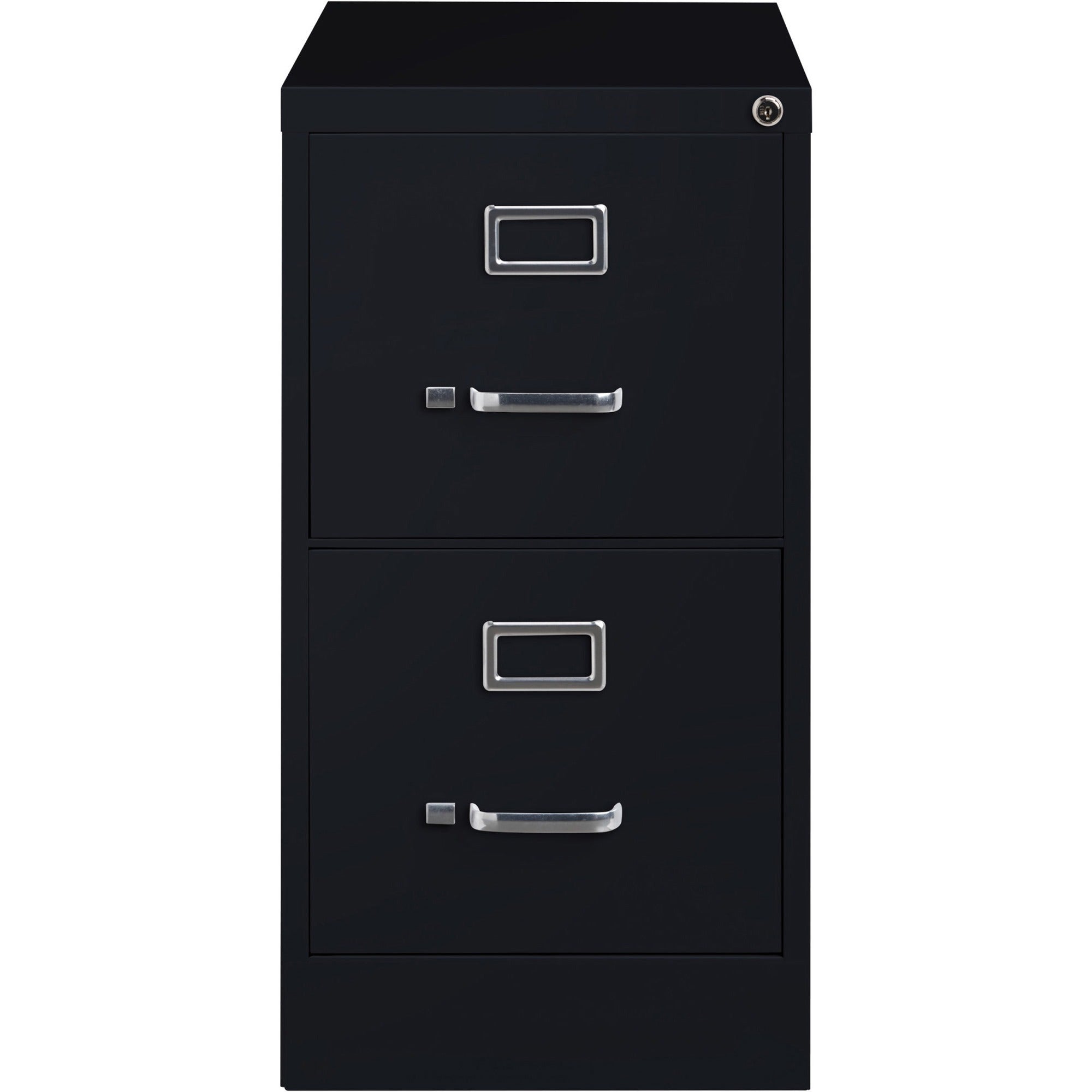 Lorell Fortress Series 26-1/2" Commercial-Grade Vertical File Cabinet - 15" x 26.5" x 28.4" - 2 x Drawer(s) for File - Letter - Vertical - Security Lock, Ball-bearing Suspension, Heavy Duty - Black - Steel - Recycled -