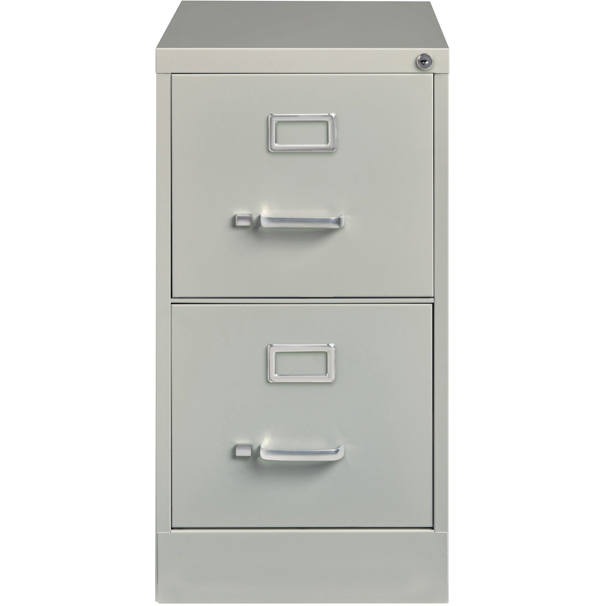 Lorell Fortress Series 26-1/2" Commercial-Grade Vertical File Cabinet - 15" x 26.5" x 28.4" - 2 x Drawer(s) for File - Letter - Vertical - Security Lock, Ball-bearing Suspension, Heavy Duty - Light Gray - Steel - Recycled -