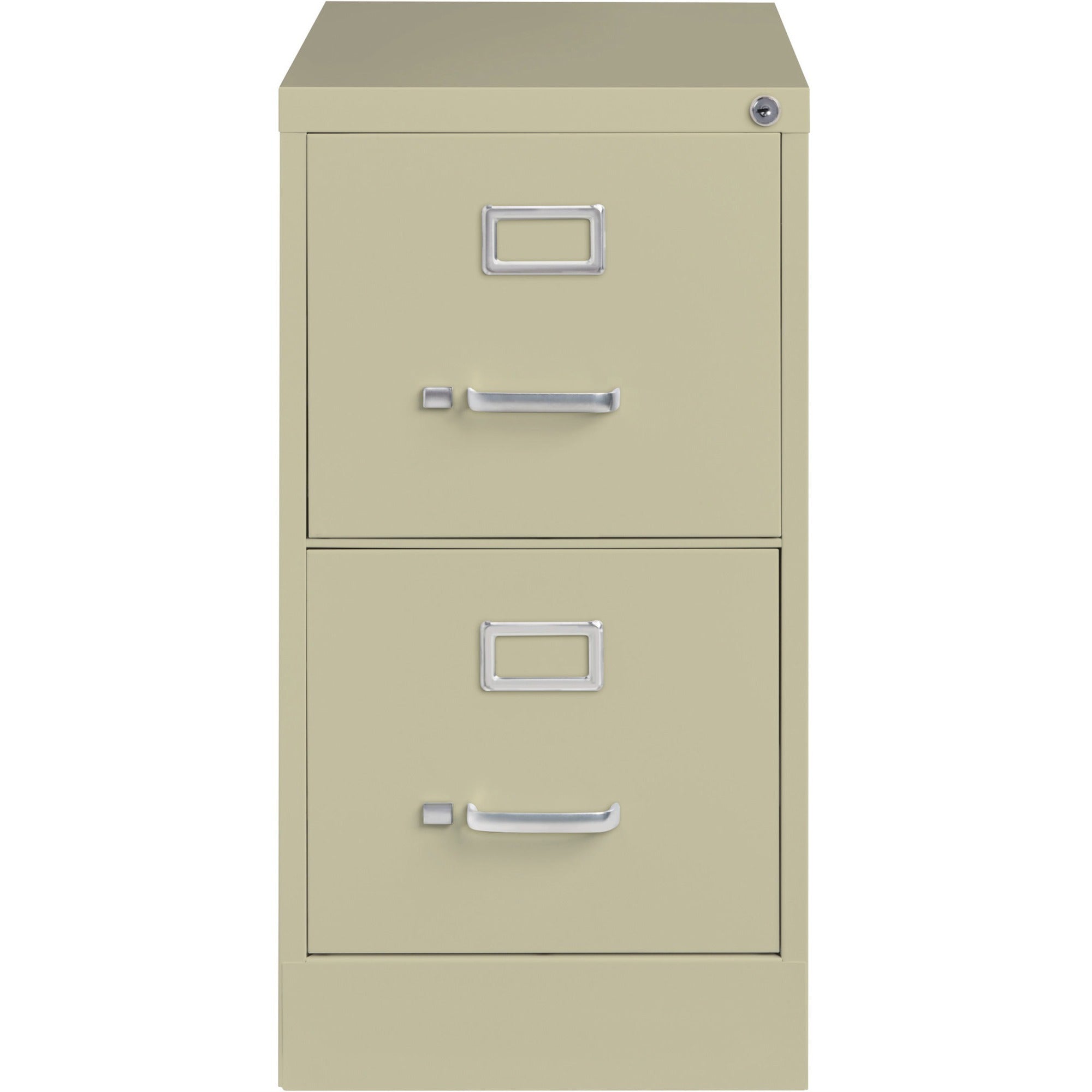 Lorell Fortress Series 26-1/2" Commercial-Grade Vertical File Cabinet - 15" x 26.5" x 28.4" - 2 x Drawer(s) for File - Letter - Vertical - Security Lock, Ball-bearing Suspension, Heavy Duty - Putty - Steel - Recycled -