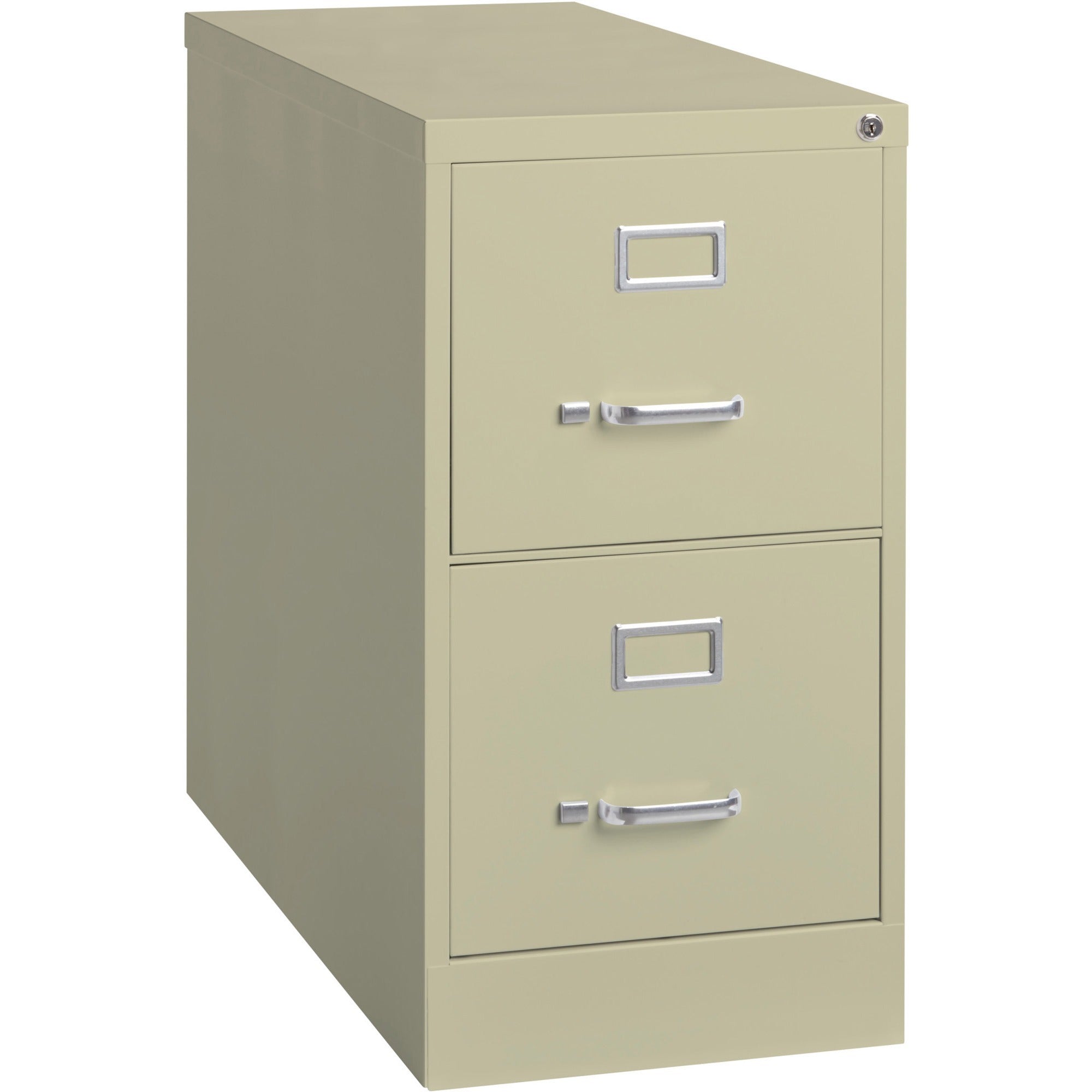Lorell Fortress Series 26-1/2" Commercial-Grade Vertical File Cabinet - 15" x 26.5" x 28.4" - 2 x Drawer(s) for File - Letter - Vertical - Security Lock, Ball-bearing Suspension, Heavy Duty - Putty - Steel - Recycled -
