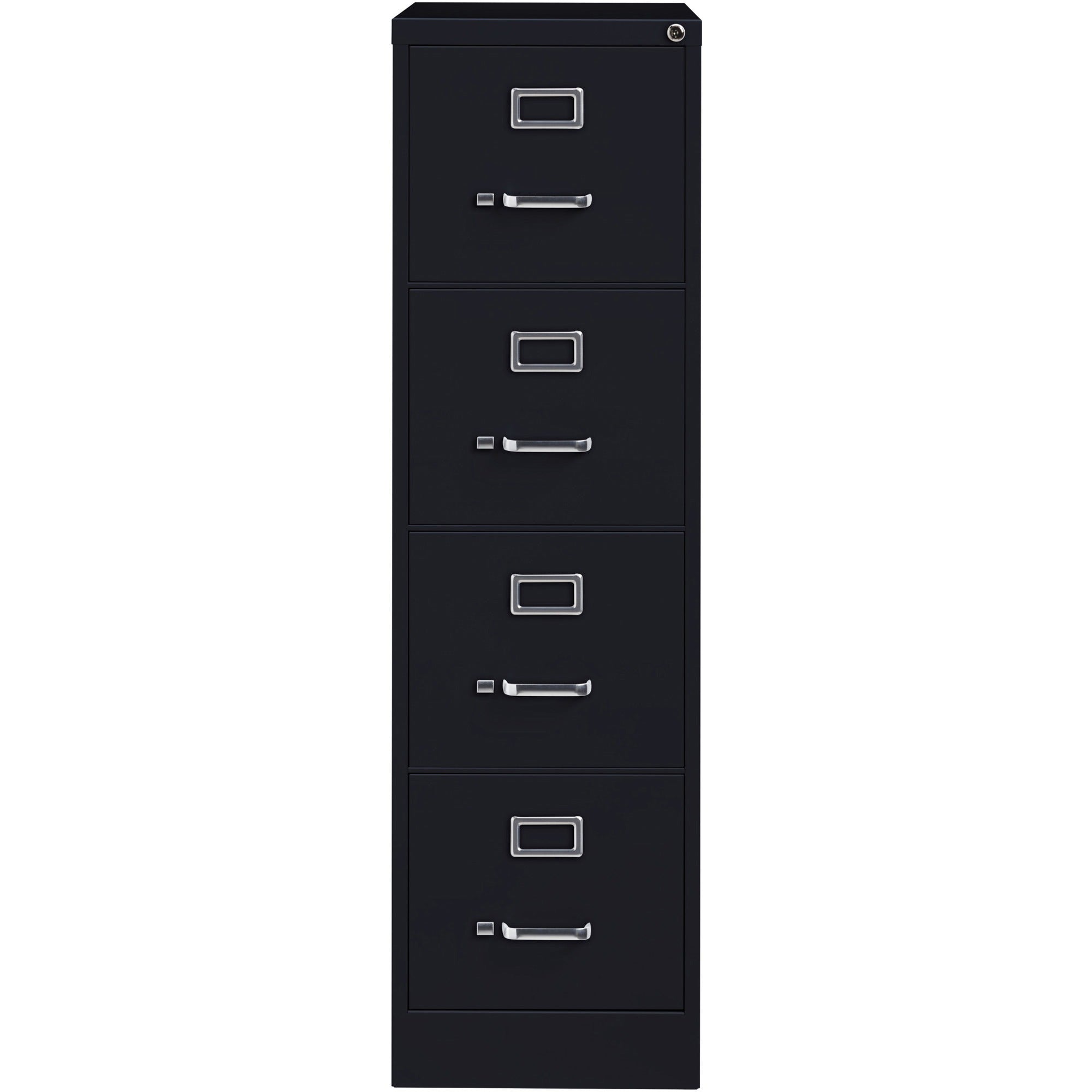 Lorell Fortress Series 25" Commercial-Grade Vertical File Cabinet - 15" x 25" x 52" - 4 x Drawer(s) for File - Letter - Vertical - Security Lock, Ball-bearing Suspension, Heavy Duty - Black - Steel - Recycled -