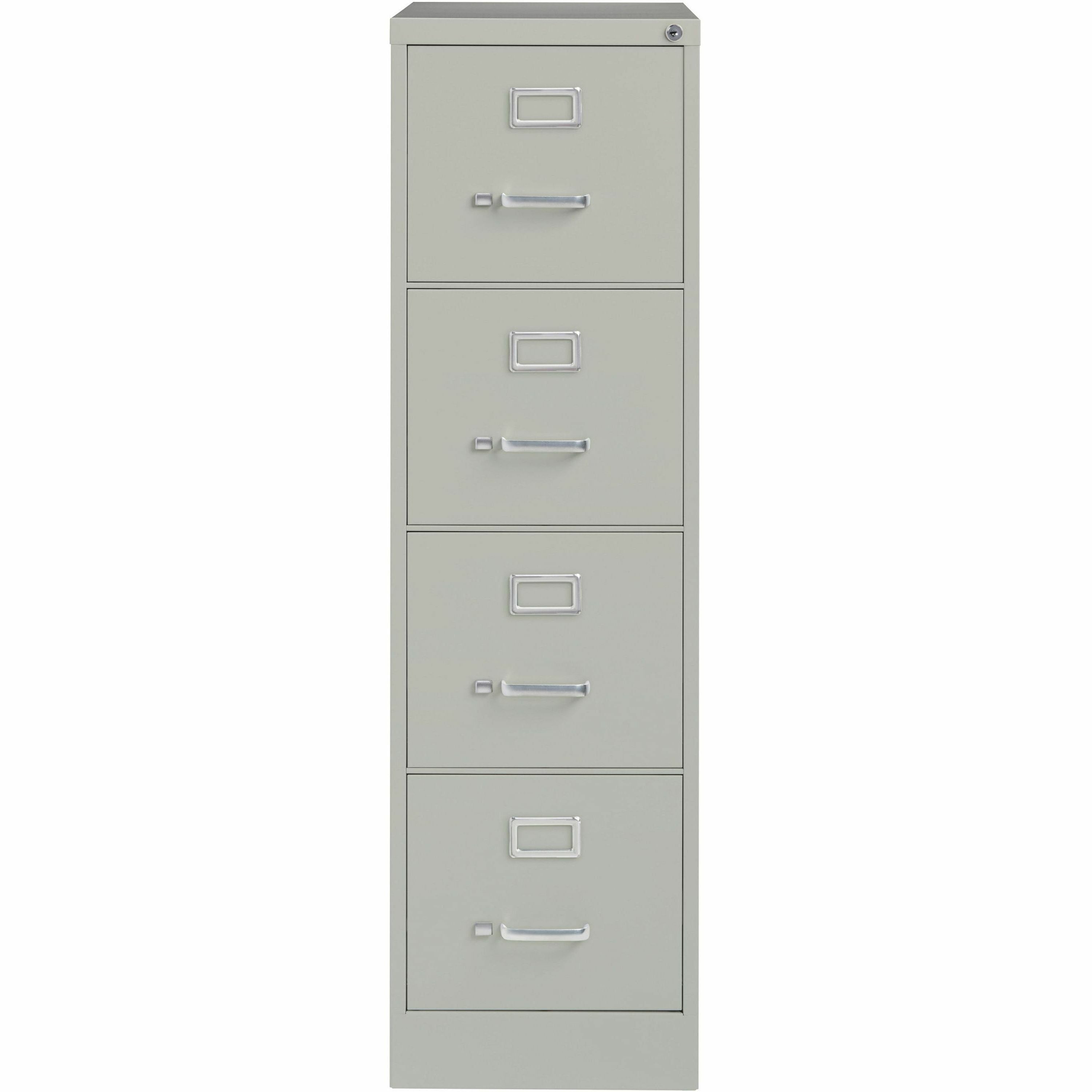 Lorell Fortress Series 25" Commercial-Grade Vertical File Cabinet - 15" x 25" x 52" - 4 x Drawer(s) for File - Letter - Vertical - Security Lock, Ball-bearing Suspension, Heavy Duty - Light Gray - Steel - Recycled -
