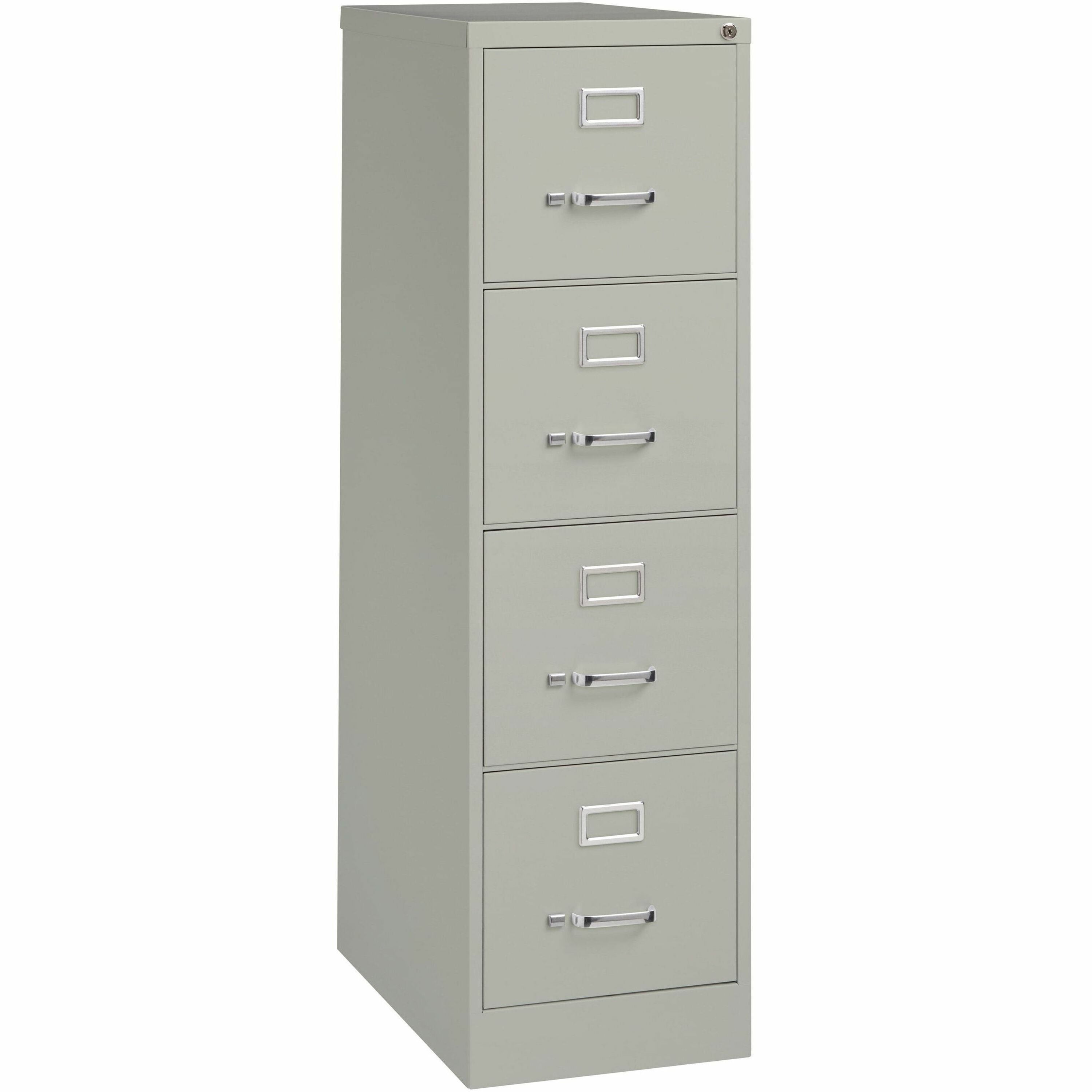Lorell Fortress Series 25" Commercial-Grade Vertical File Cabinet - 15" x 25" x 52" - 4 x Drawer(s) for File - Letter - Vertical - Security Lock, Ball-bearing Suspension, Heavy Duty - Light Gray - Steel - Recycled -