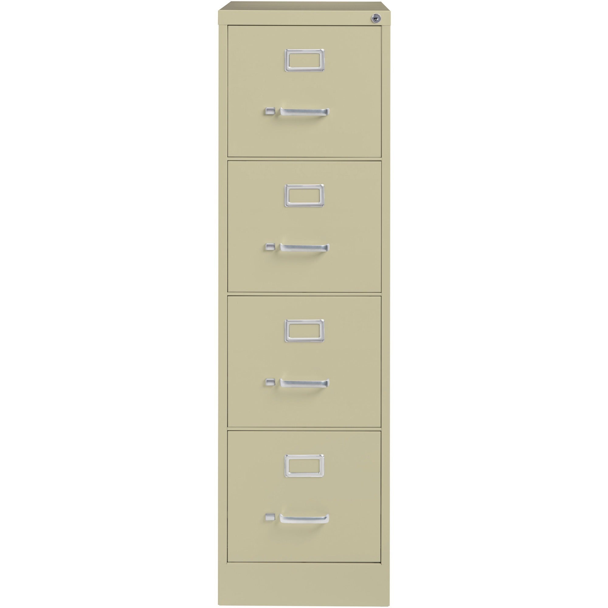 Lorell Fortress Series 25" Commercial-Grade Vertical File Cabinet - 15" x 25" x 52" - 4 x Drawer(s) for File - Letter - Vertical - Security Lock, Ball-bearing Suspension, Heavy Duty - Putty - Steel - Recycled -