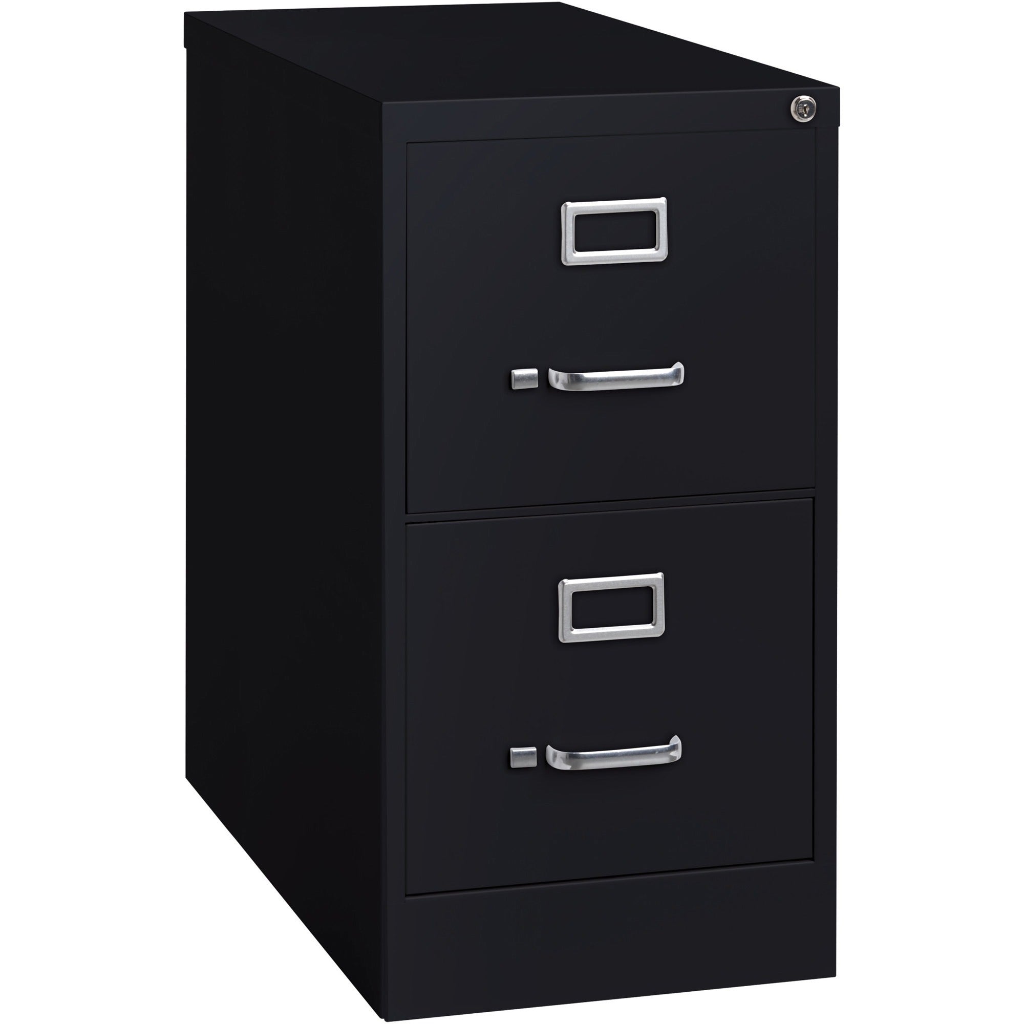 Lorell Fortress Series 25" Commercial-Grade Vertical File Cabinet - 15" x 25" x 28.4" - 2 x Drawer(s) for File - Letter - Vertical - Security Lock, Ball-bearing Suspension, Heavy Duty - Black - Steel - Recycled -