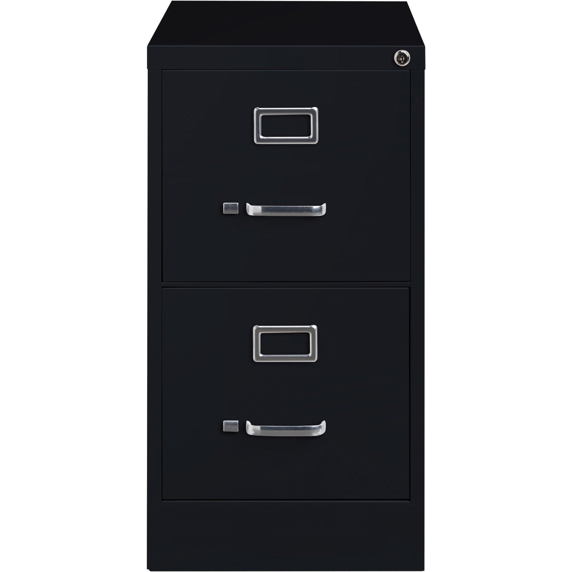 Lorell Fortress Series 25" Commercial-Grade Vertical File Cabinet - 15" x 25" x 28.4" - 2 x Drawer(s) for File - Letter - Vertical - Security Lock, Ball-bearing Suspension, Heavy Duty - Black - Steel - Recycled -