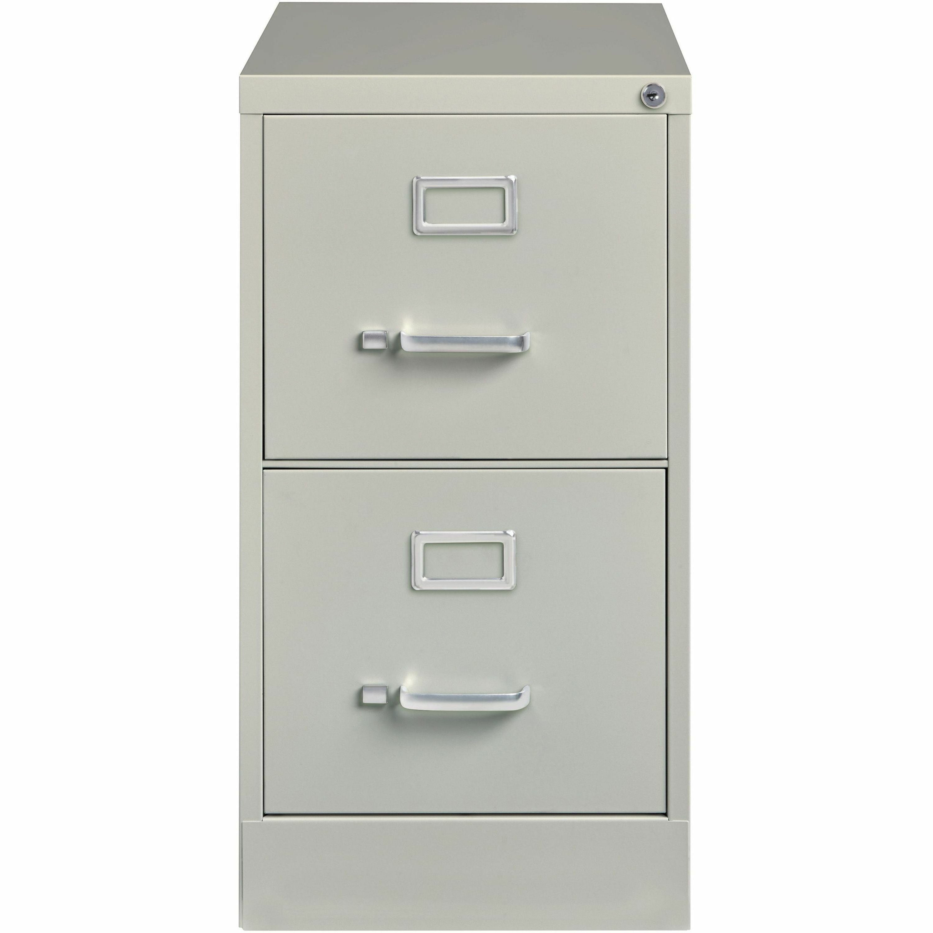 Lorell Fortress Series 25" Commercial-Grade Vertical File Cabinet - 15" x 25" x 28.4" - 2 x Drawer(s) for File - Letter - Vertical - Security Lock, Ball-bearing Suspension, Heavy Duty - Light Gray - Steel - Recycled -