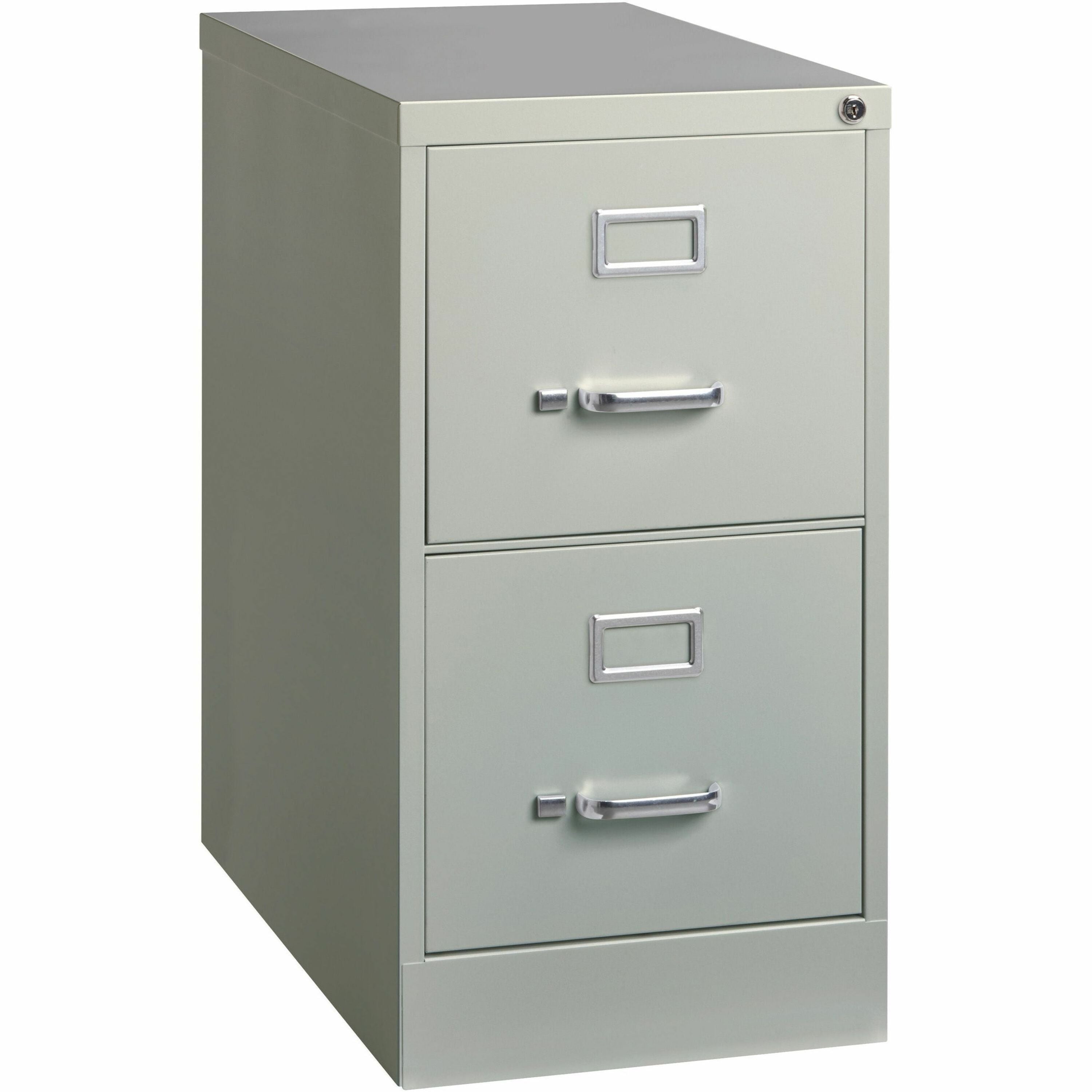 Lorell Fortress Series 25" Commercial-Grade Vertical File Cabinet - 15" x 25" x 28.4" - 2 x Drawer(s) for File - Letter - Vertical - Security Lock, Ball-bearing Suspension, Heavy Duty - Light Gray - Steel - Recycled -