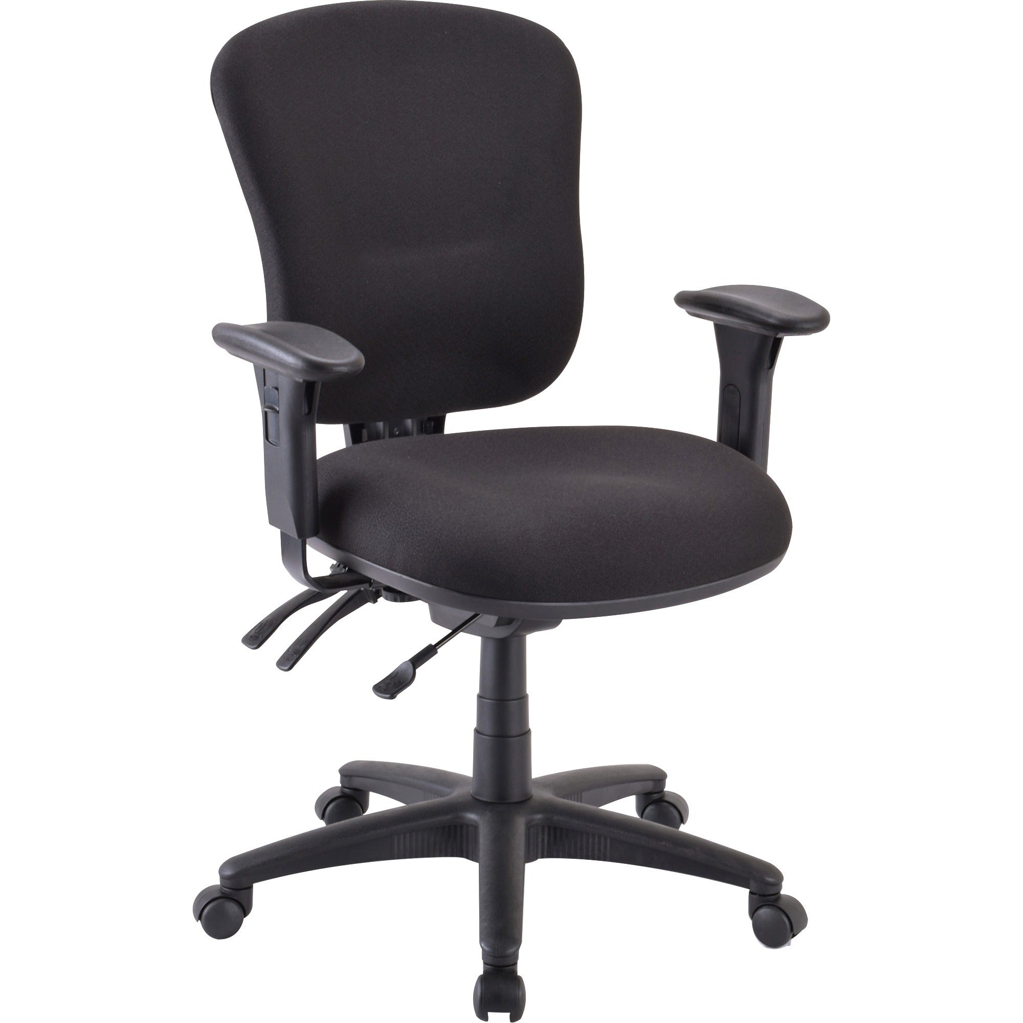 Lorell Accord Series Mid-Back Task Chair - Black Polyester Seat - Black Frame - 1 Each -