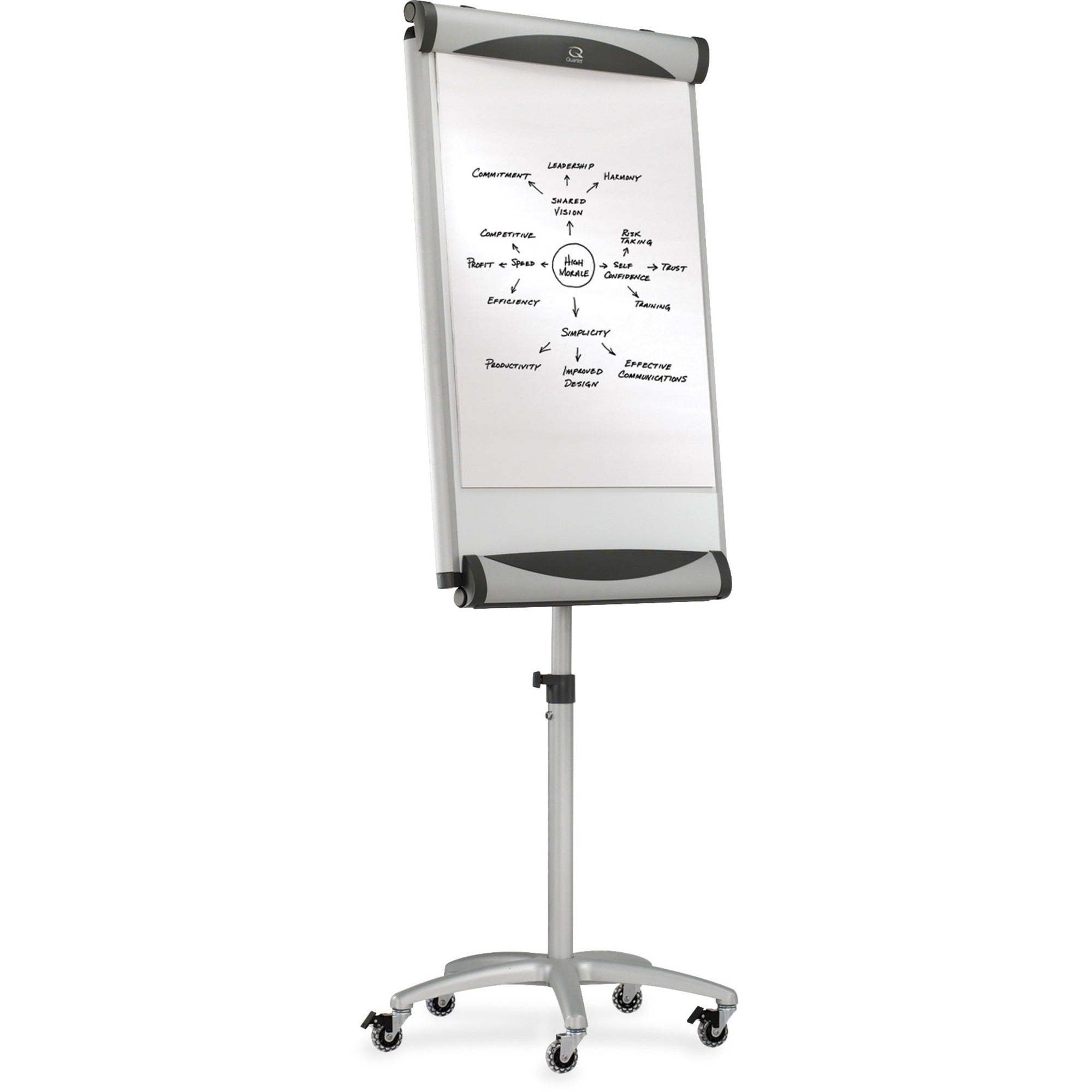 Quartet Euro Premium Mobile Magnetic Easel - 27" (2.2 ft) Width x 41" (3.4 ft) Height - White Porcelain Surface - Silver Aluminum Frame - Magnetic - 1 Each -