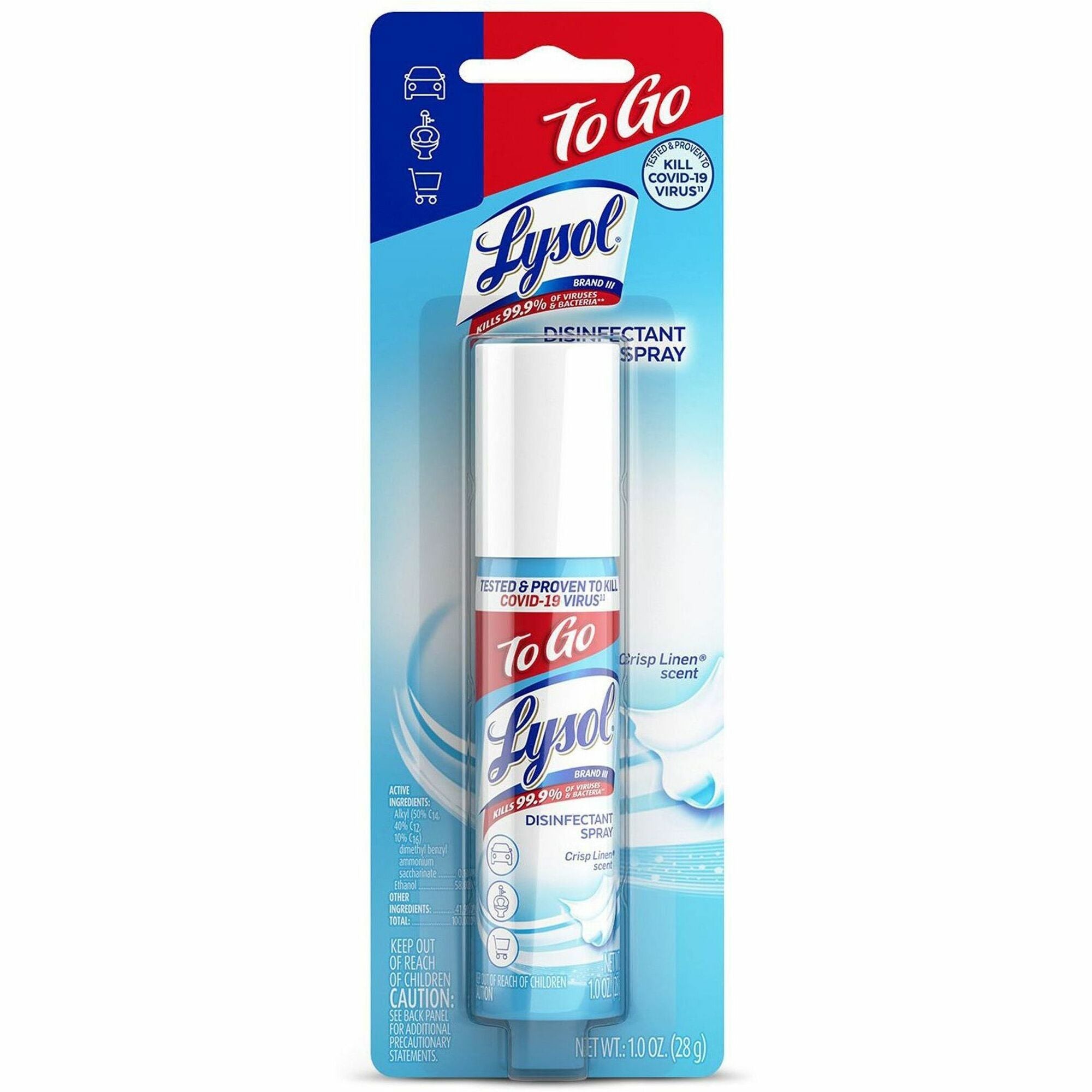 LYSOL Brand - Disinfectant Spray to Go, Crisp Linen, 1 oz. Aerosol, Sold as 1 EA - 1
