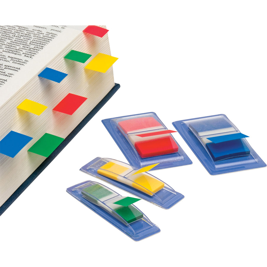 Sparco Removable Standard Flags in Dispenser - 100 x Blue - 1.75" x 1" - Rectangle - Blue - See-through, Self-adhesive, Removable - 100 / Pack -