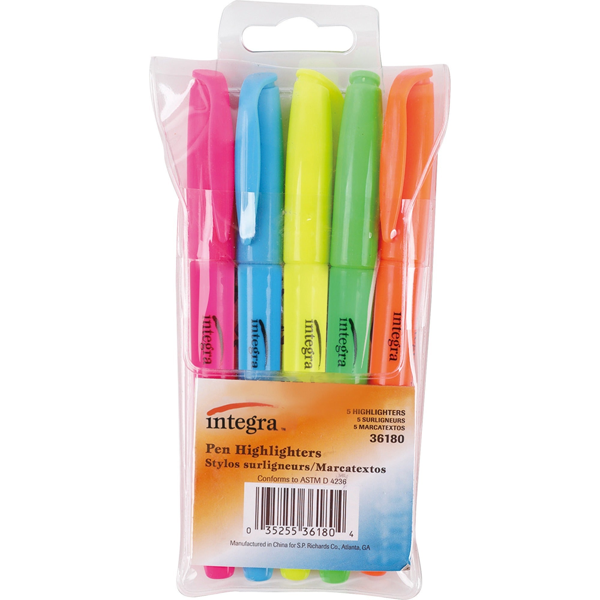 Integra Pen Style Fluorescent Highlighters - Chisel Marker Point Style - Assorted - 1 / Set -