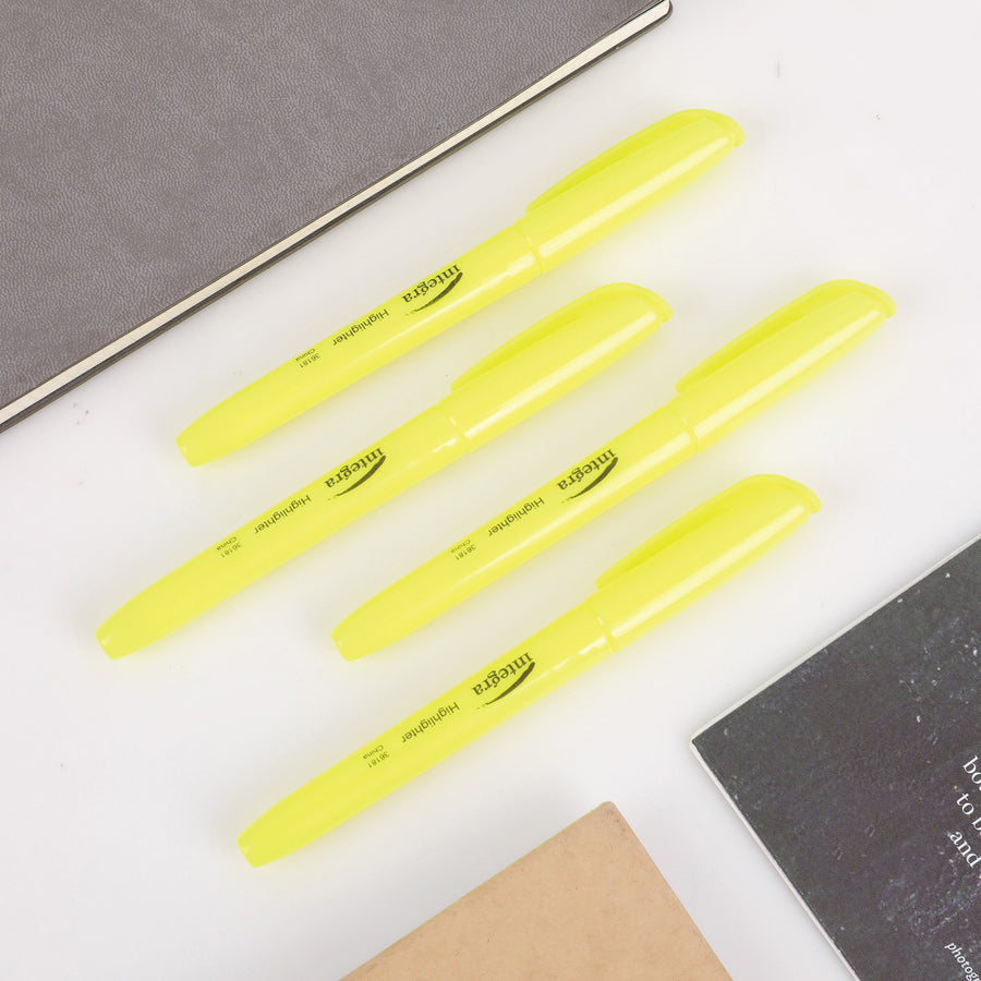 Integra Pen Style Fluorescent Highlighters - Chisel Marker Point Style - Yellow - 1 Dozen -
