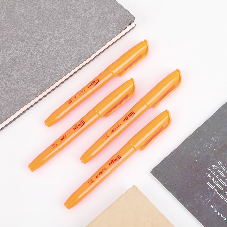 Integra Pen Style Fluorescent Highlighters - Chisel Marker Point Style - Fluorescent Orange - 1 Dozen -