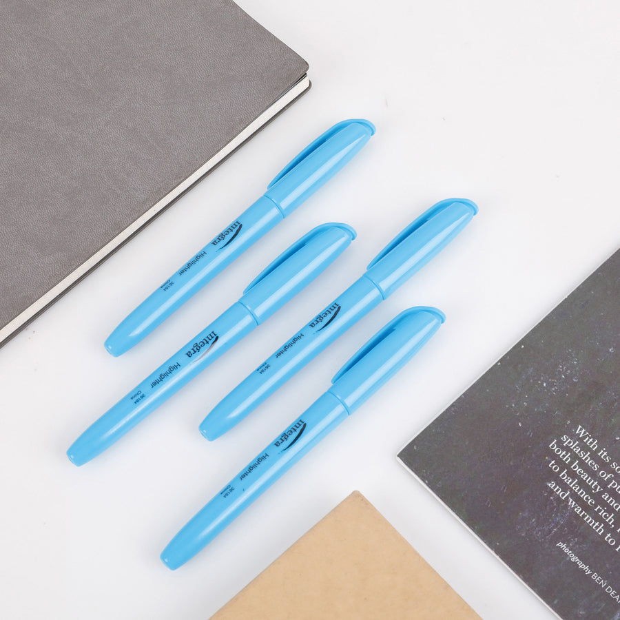 Integra Pen Style Fluorescent Highlighters - Chisel Marker Point Style - Fluorescent Blue - 1 Dozen -