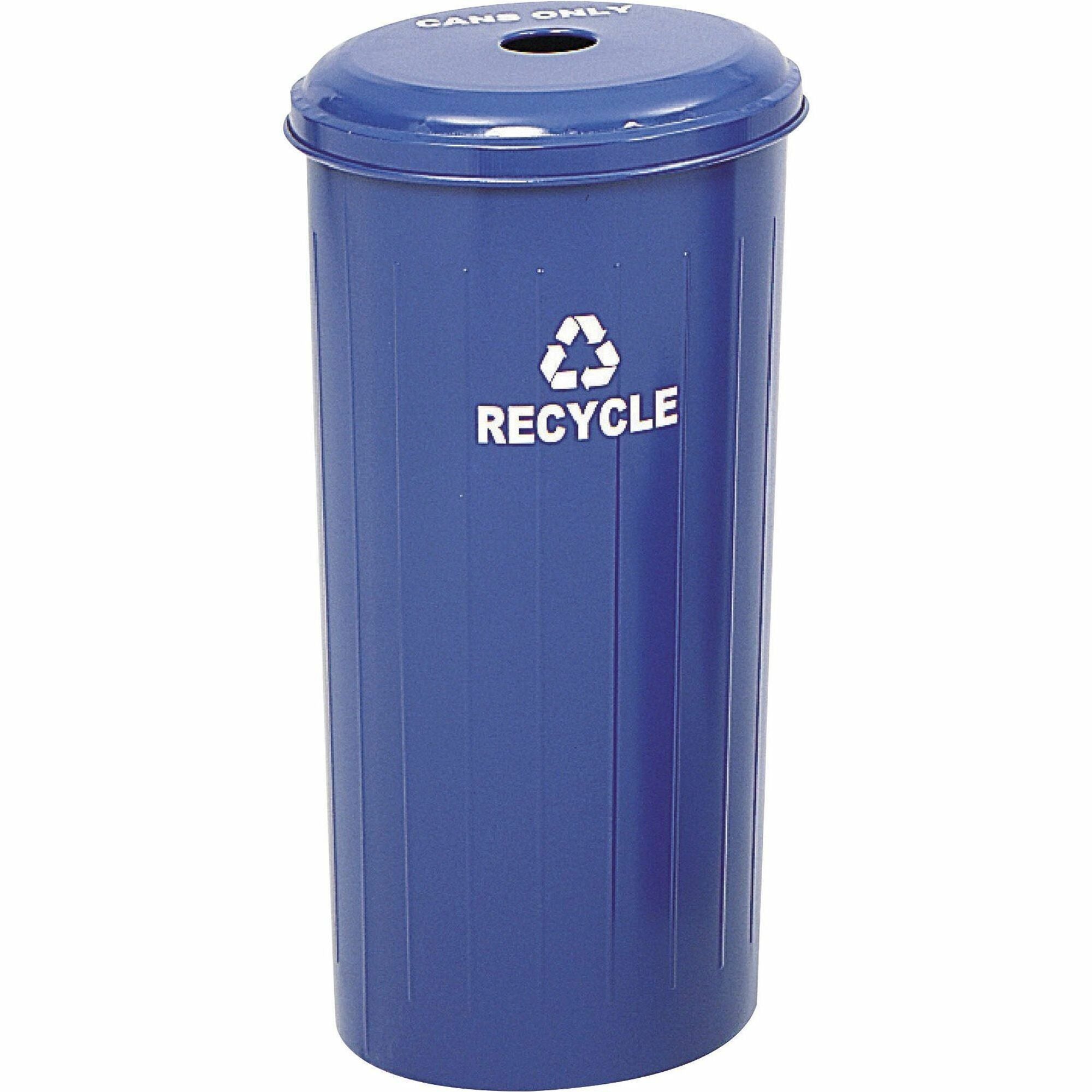 Safco Recycling Receptacle with Lid - 20 gal Capacity - 30" Height x 16" Width - Steel - Blue - 1 Each -