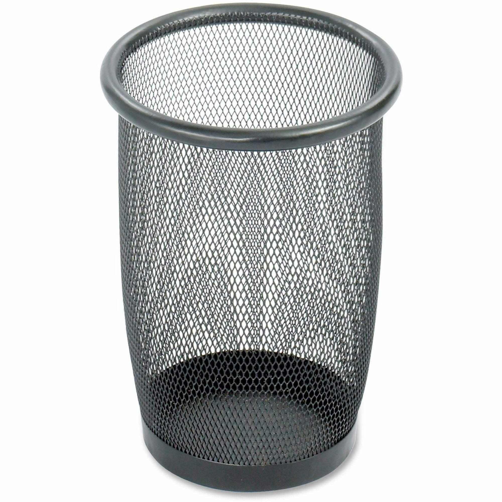 Safco Round Mesh Wastebaskets - 3 quart Capacity - Round - 7.50" Opening Diameter - 9" Height - Steel - Black - 1 Each -