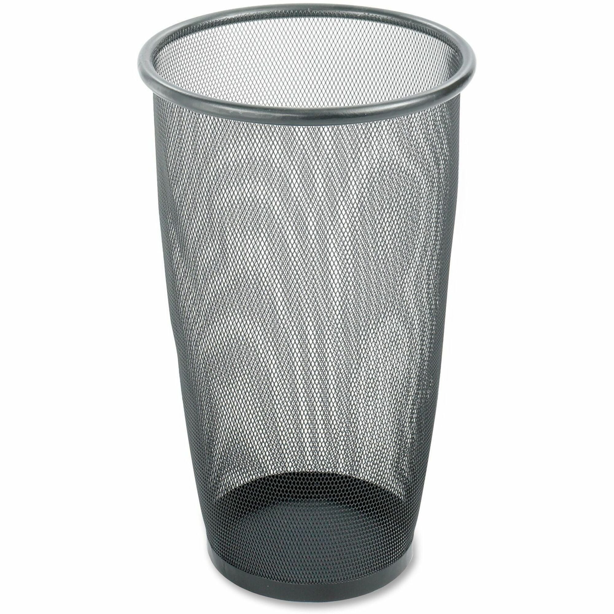 Safco Round Mesh Wastebaskets - 9 gal Capacity - Round - 13.50" Opening Diameter - 19.5" Height - Steel - Black - 1 Each -