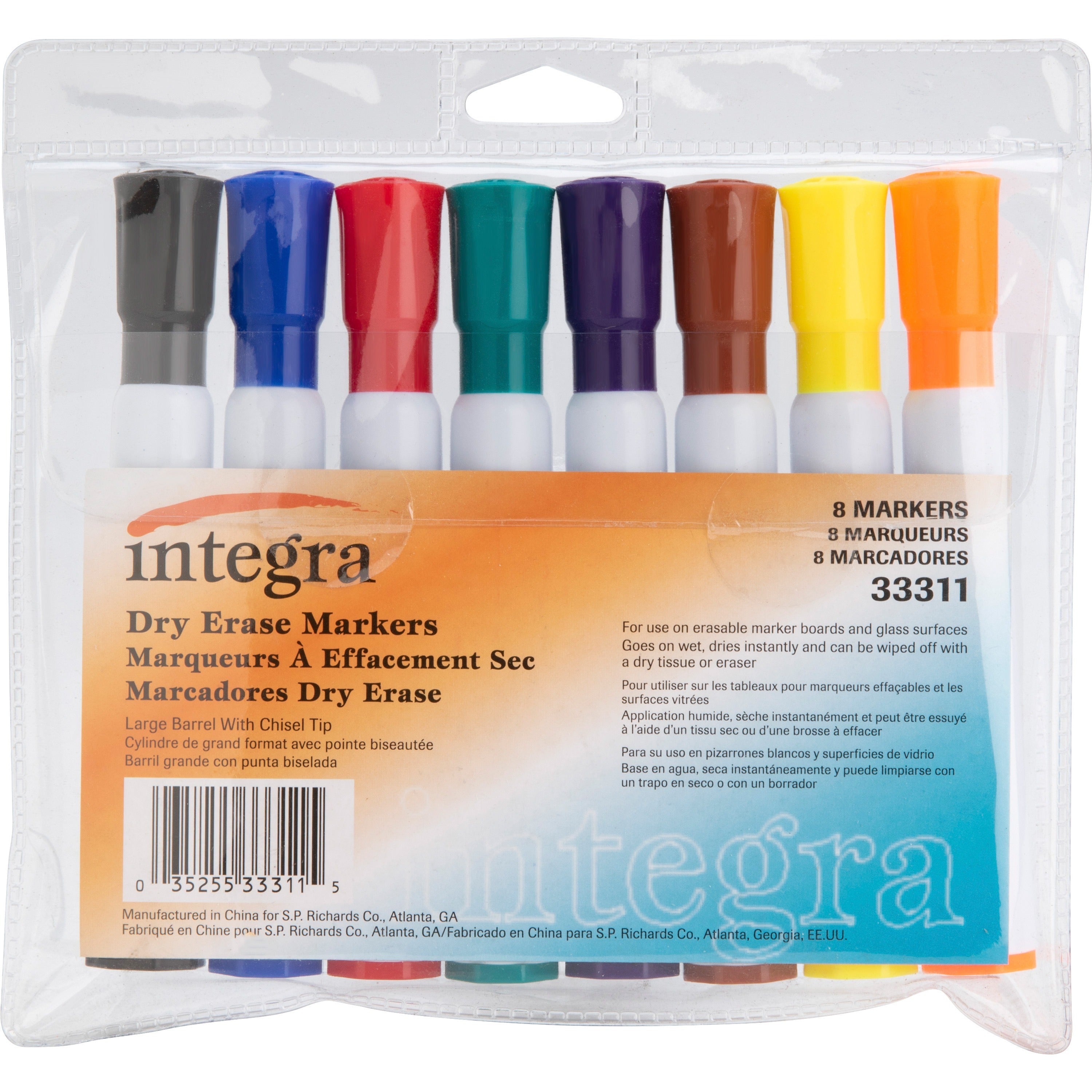 Integra Chisel Point Dry-erase Markers - Chisel Marker Point Style - Assorted - 1 / Set -