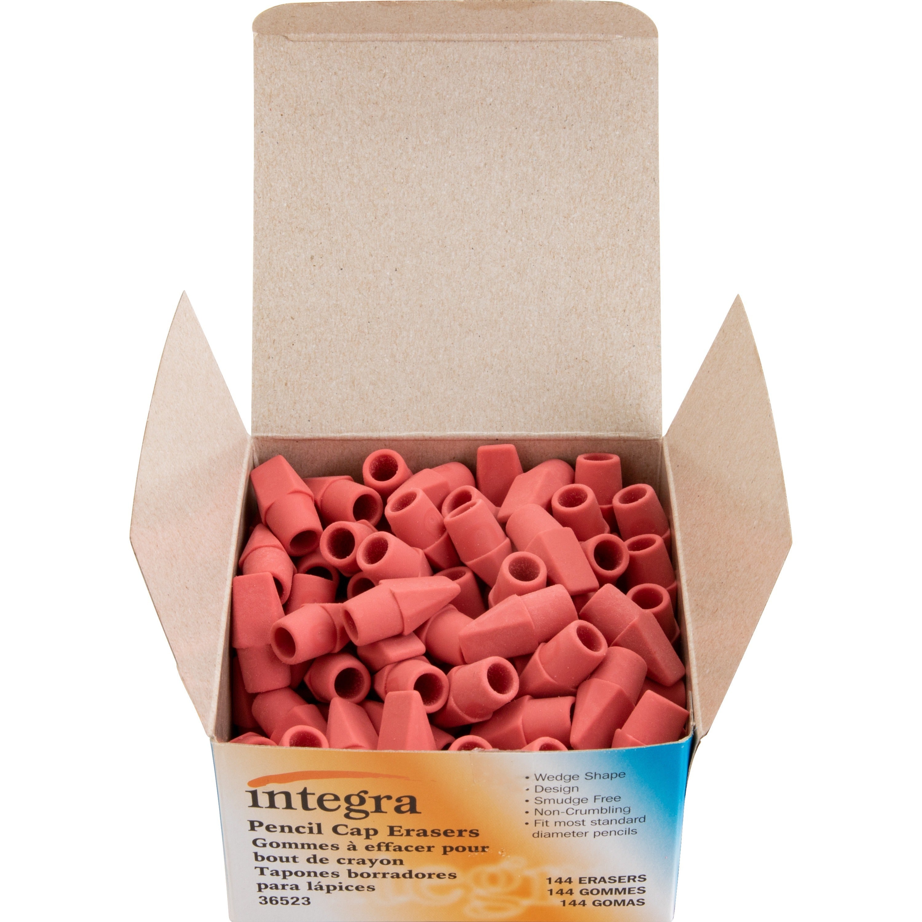 Integra Pink Pencil Cap Eraser - Pink - Wedge - 144 / Box - Latex-free -