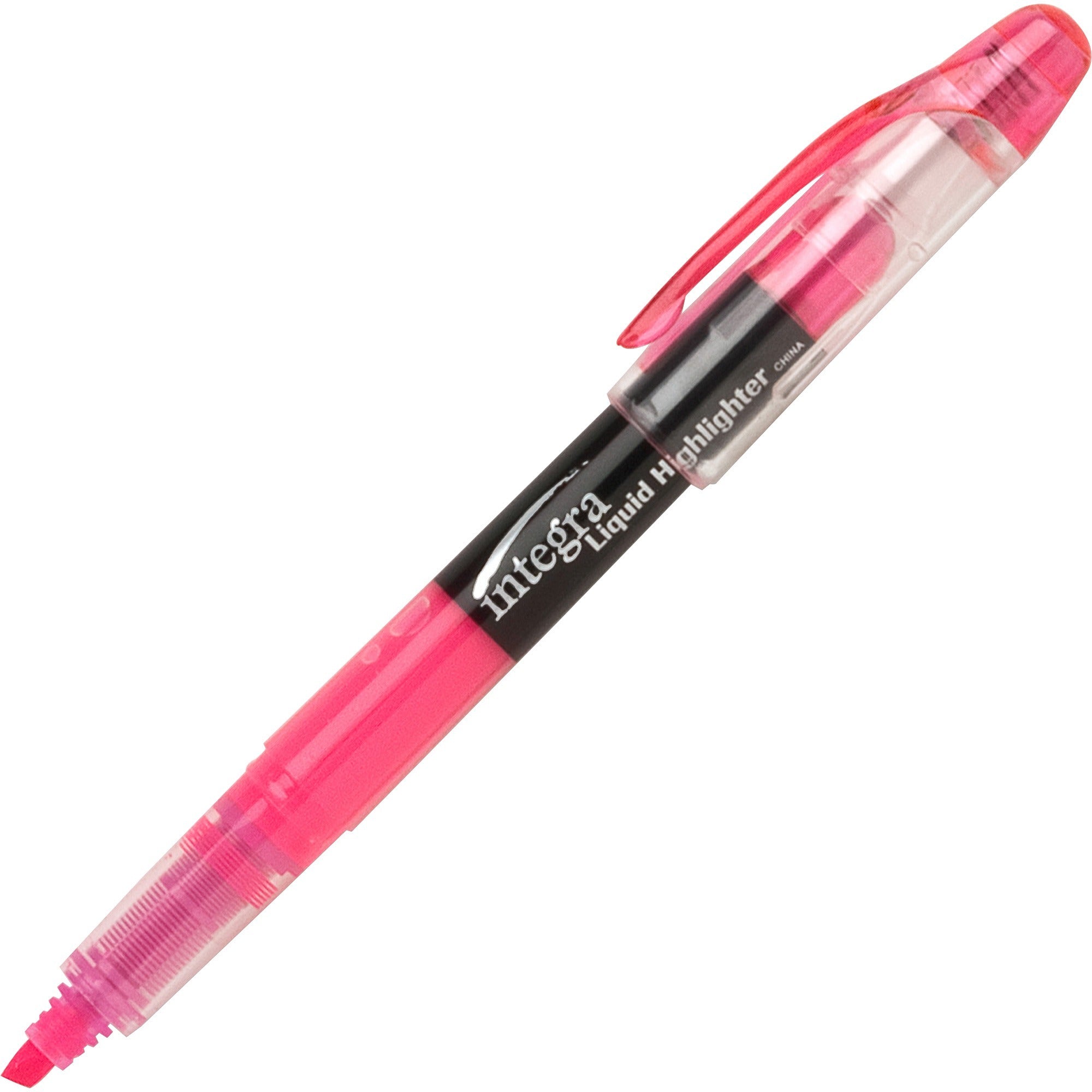 Integra Liquid Highlighters - Chisel Marker Point Style - Fluorescent Pink - 1 Dozen -