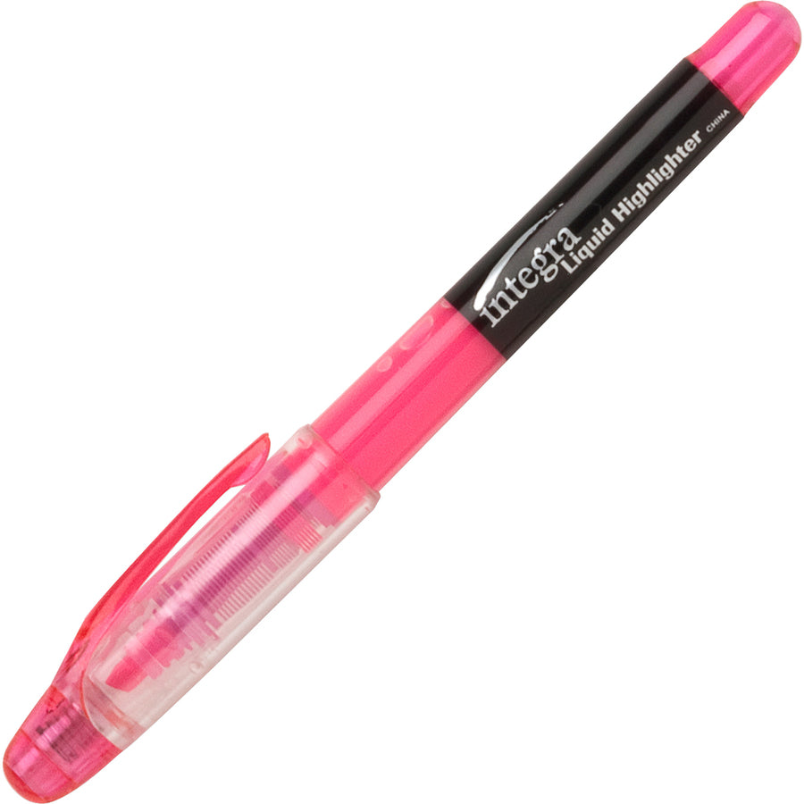 Integra Liquid Highlighters - Chisel Marker Point Style - Fluorescent Pink - 1 Dozen -