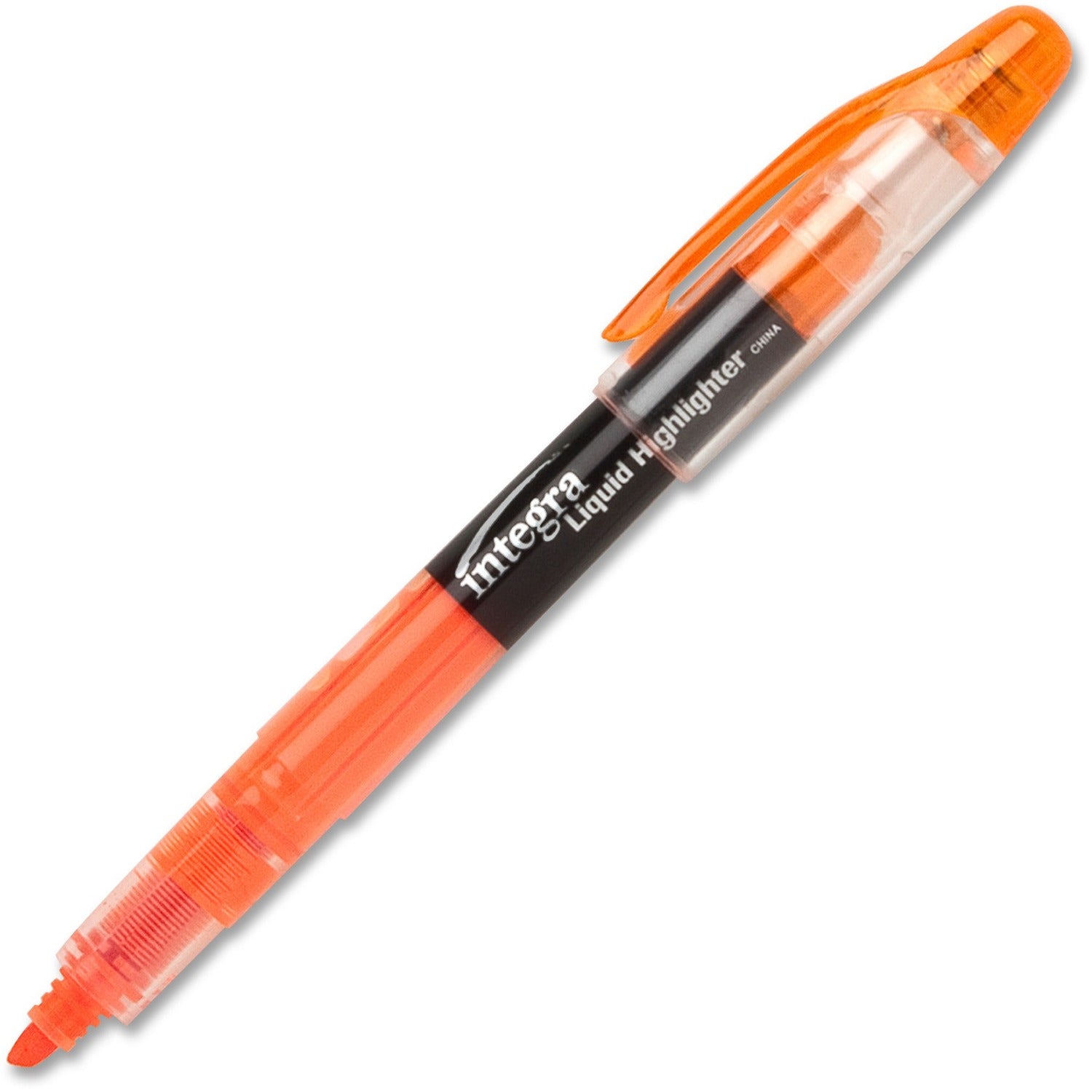 Integra Liquid Highlighters - Chisel Marker Point Style - Fluorescent Orange - 1 Dozen -