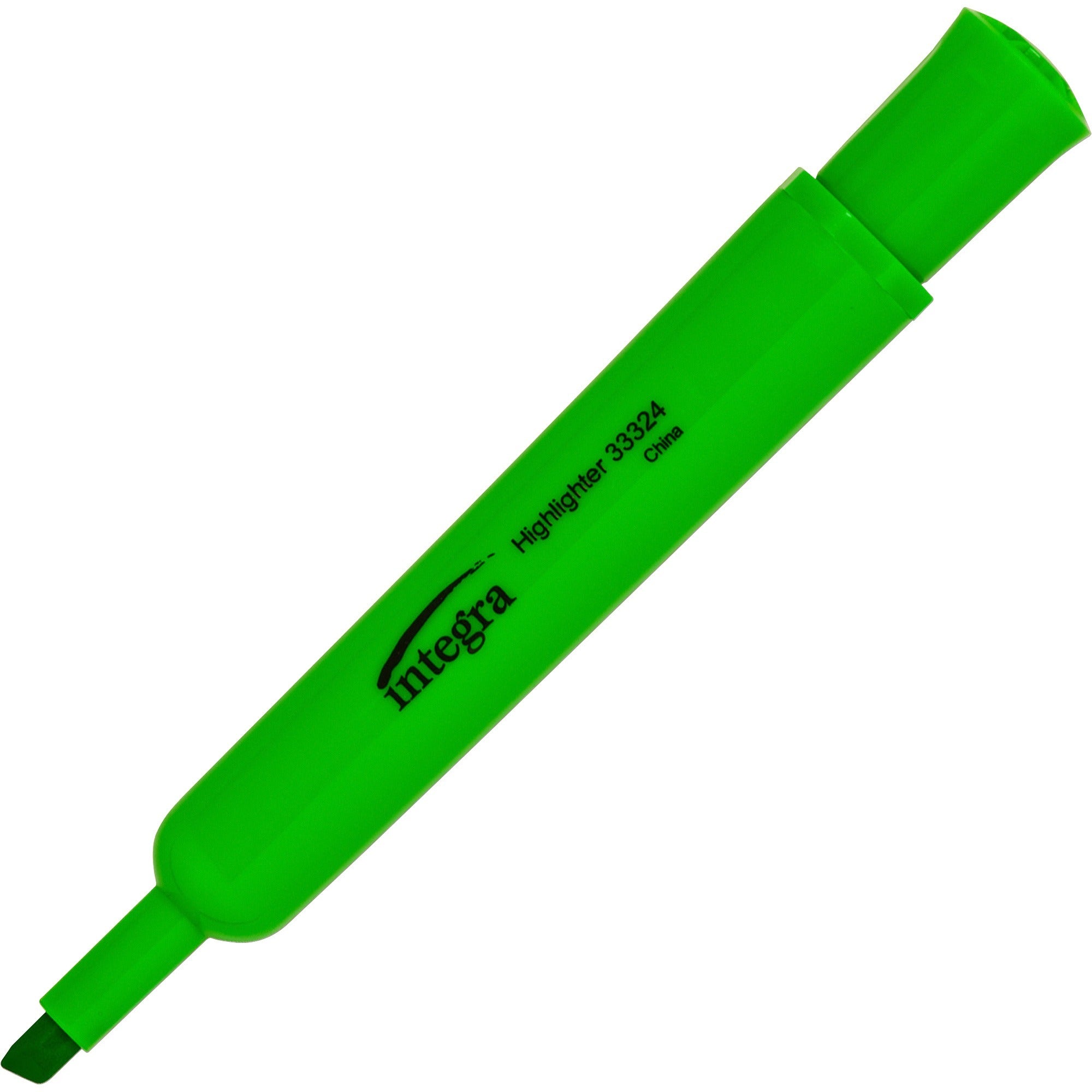 Integra Chisel Desk Liquid Highlighters - Chisel Marker Point Style - Green - 1 Dozen -