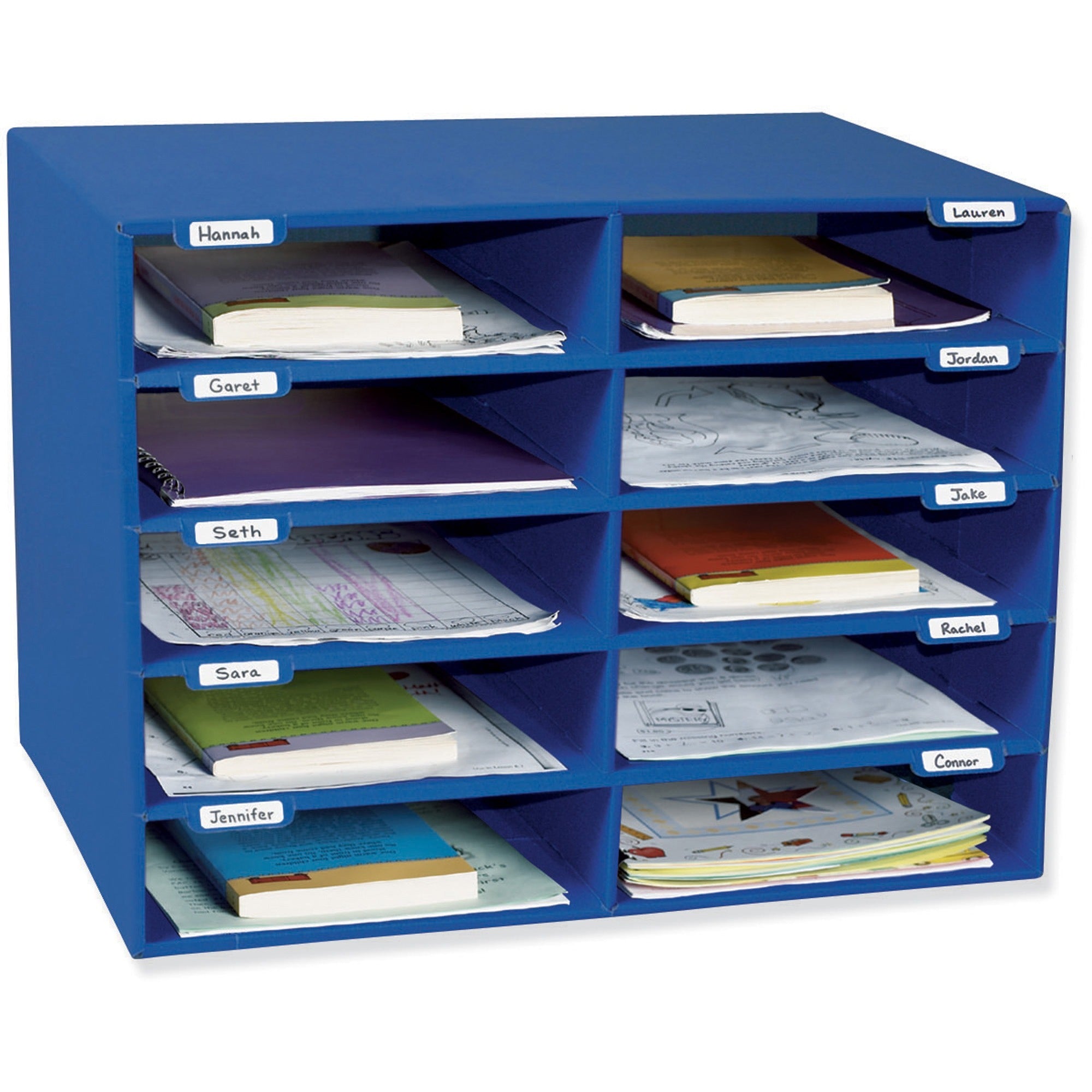 Classroom Keepers 10-Slot Mailbox - 10 Compartment(s) - Compartment Size 3" x 12.50" x 10" - 16.6" Height x 21" Width x 12.9" Depth - 70% Recycled - Blue - 1 Each -