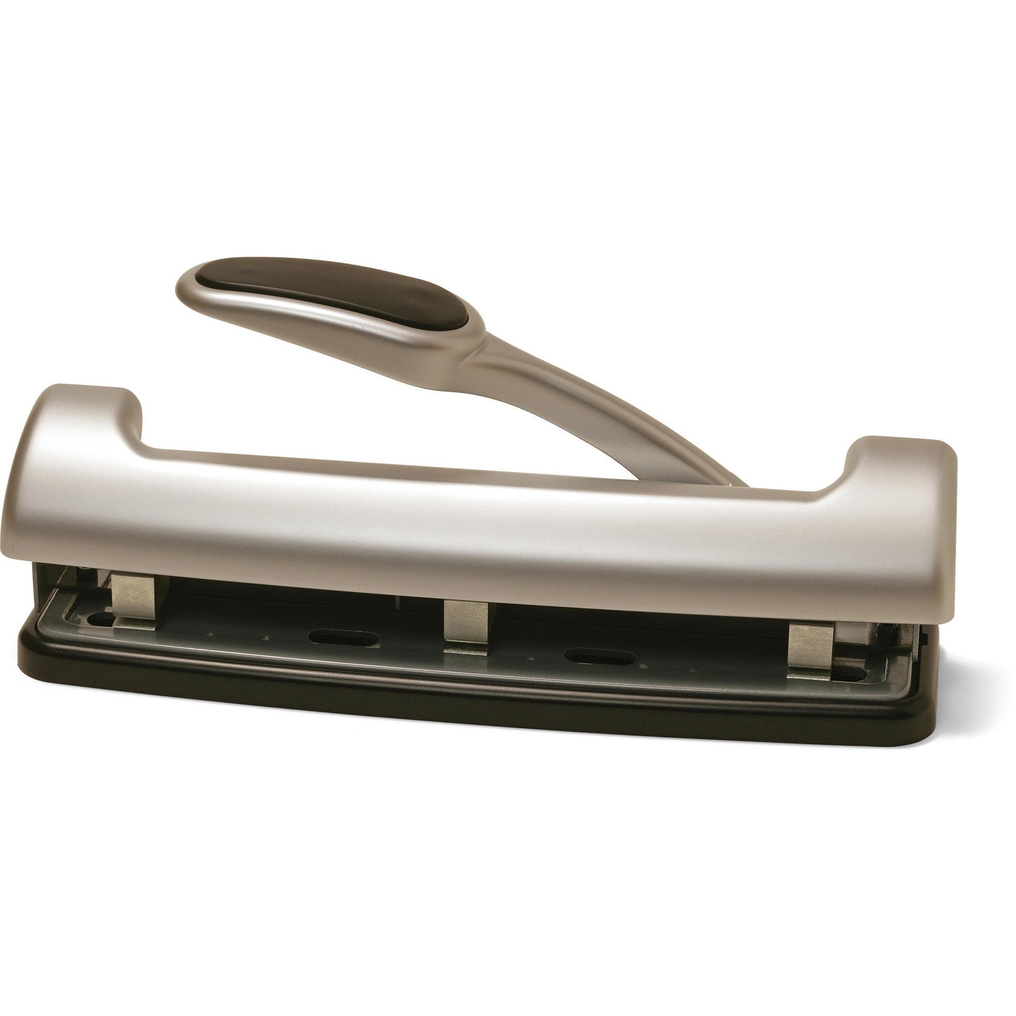 Officemate EZ Lever Adjustable Hole Punch - 3 Punch Head(s) - 15 Sheet of 20lb Paper - 9/32" Punch Size - Silver -