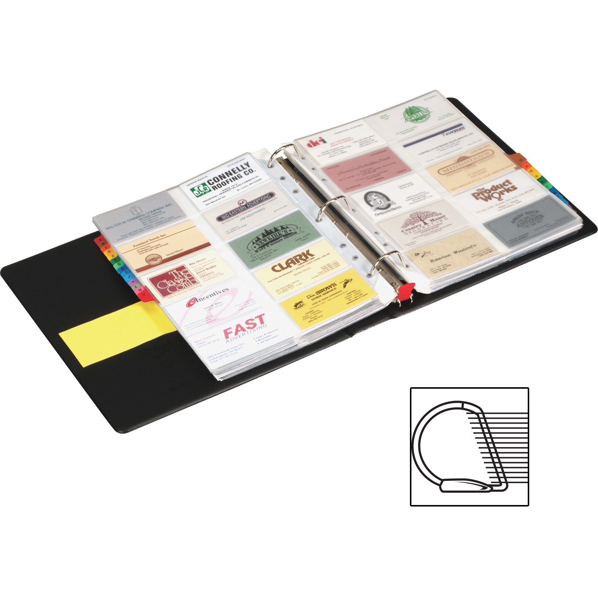 Cardinal EasyOpen Card File Binder - 400 Capacity - 8.50" Width x 11" Length - 3-ring Binding - Refillable - Black Vinyl Cover -