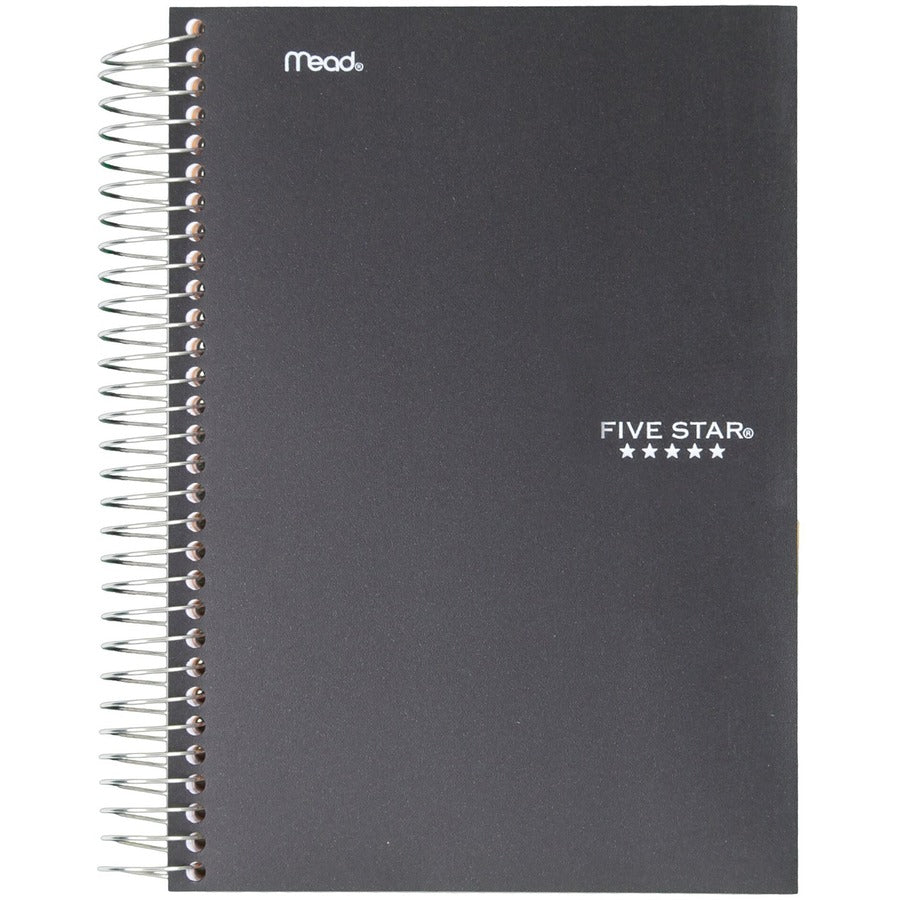 Five Star 5-Subject Notebook - Wire Bound - College Ruled - 6" x 9 1/2" - White Paper - Plastic Cover - Pocket Divider, Perforated, Subject - 1 Each -