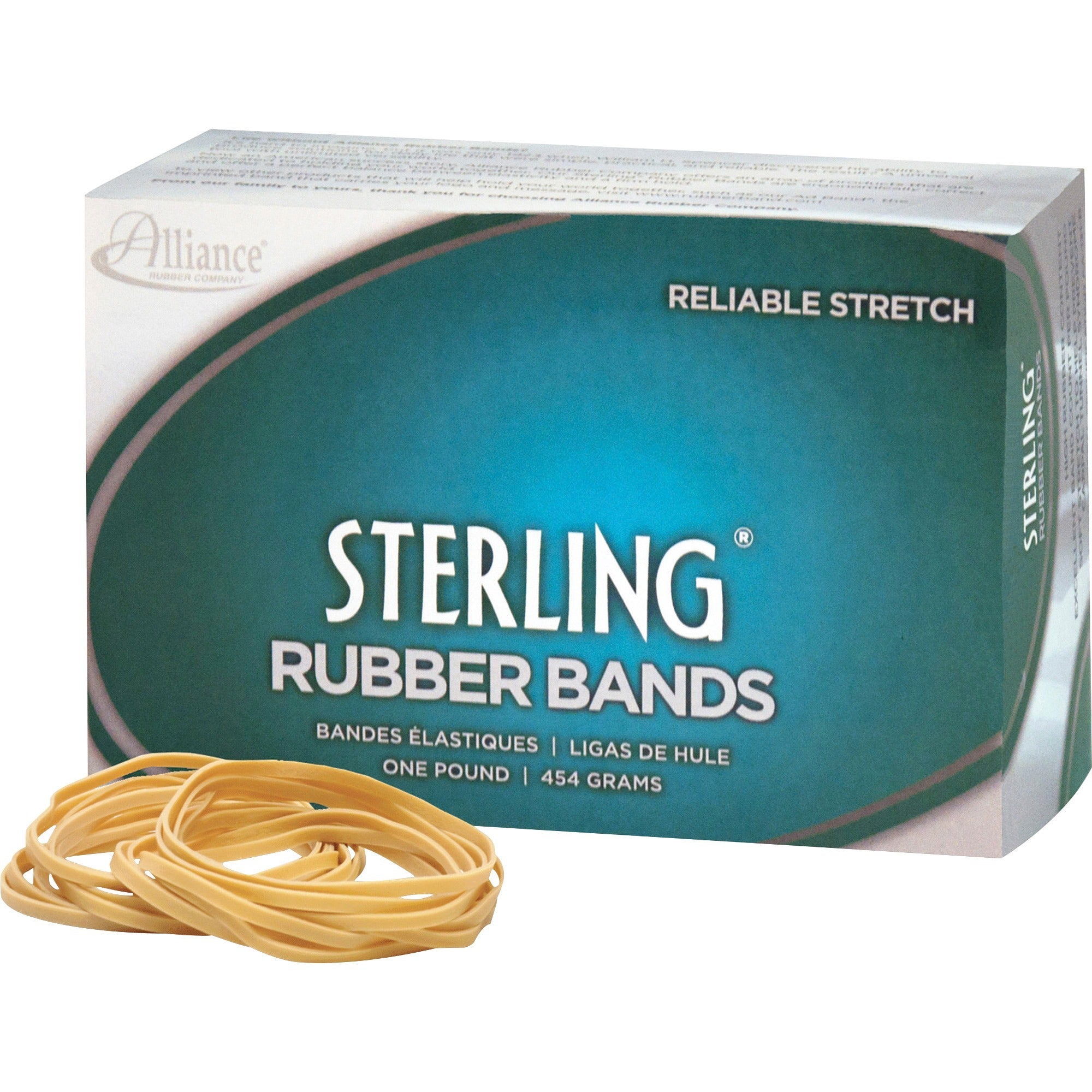 Alliance Rubber 24185 Sterling Rubber Bands - Size #18 - Approx. 1900 Bands - 3" x 1/16" - Natural Crepe - 1 lb Box -