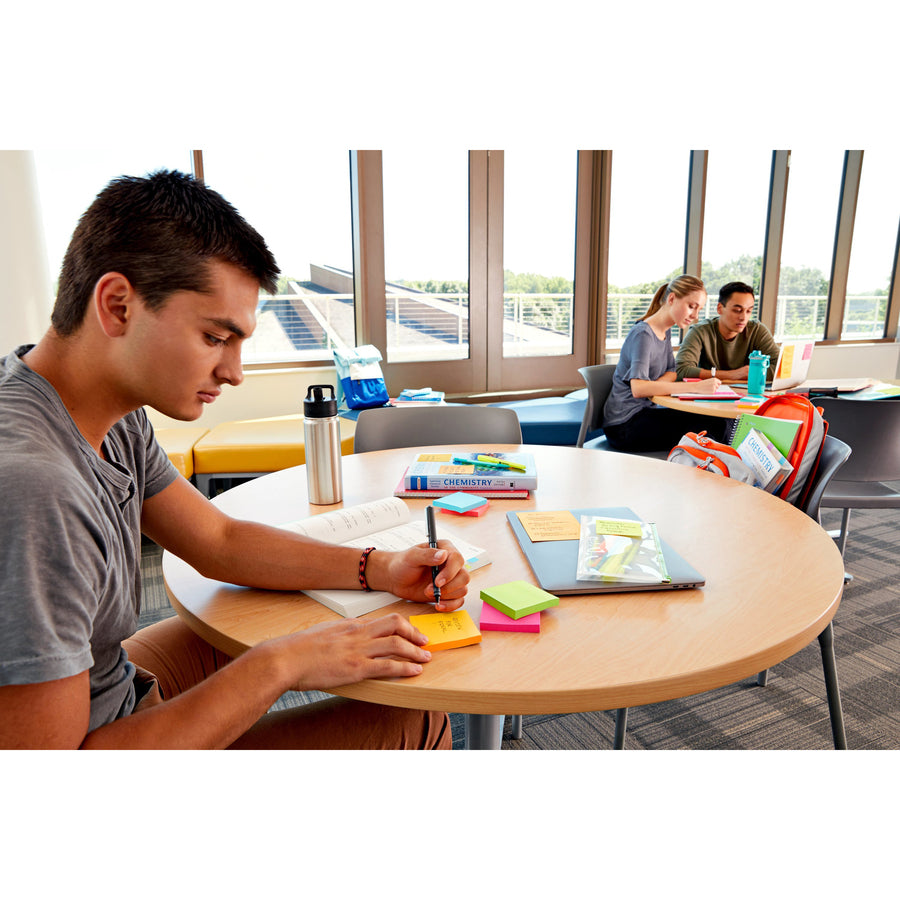 Post-it Super Sticky Note Pads - Energy Boost Color Collection - 135 - 3" x 3" - Square - 45 Sheets per Pad - Unruled - Vital Orange, Tropical Pink, Limeade - Paper - Self-adhesive - 3 / Pack -