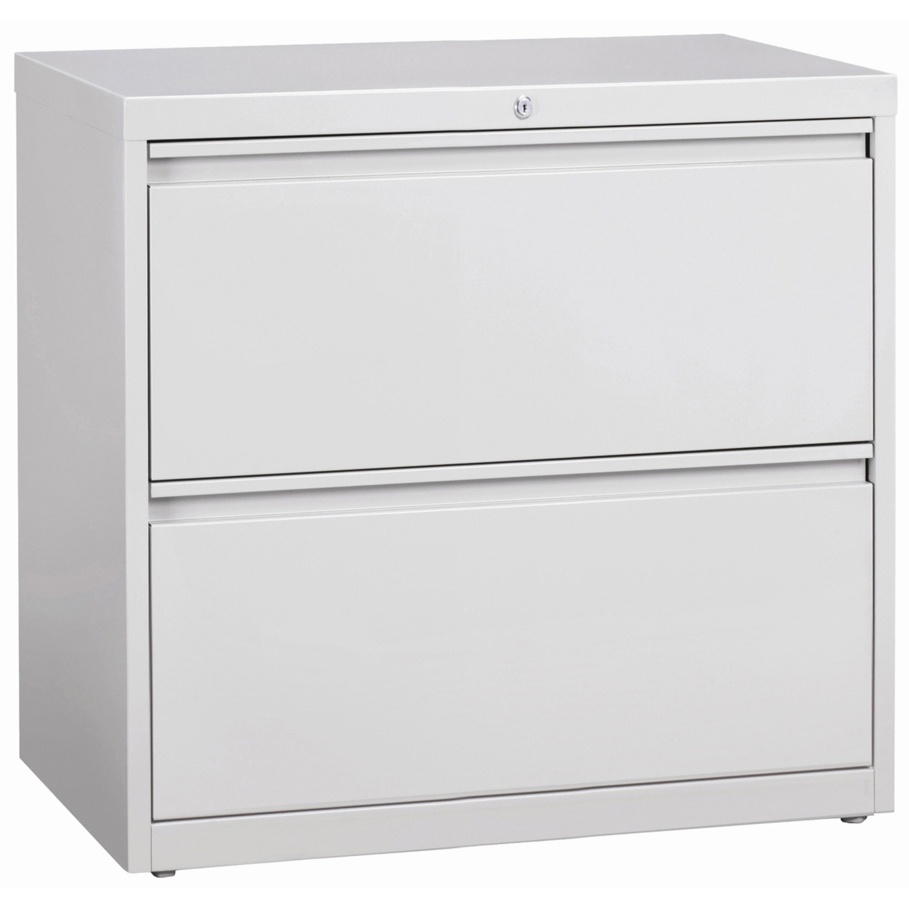 Lorell Fortress Series Lateral File - 36" x 18.6" x 28.1" - 2 x Drawer(s) for File - Legal, Letter, A4 - Lateral - Rust Proof, Leveling Glide, Interlocking, Ball-bearing Suspension, Label Holder, Hanging Rail - Light Gray - Baked Enamel - Steel - Rec -