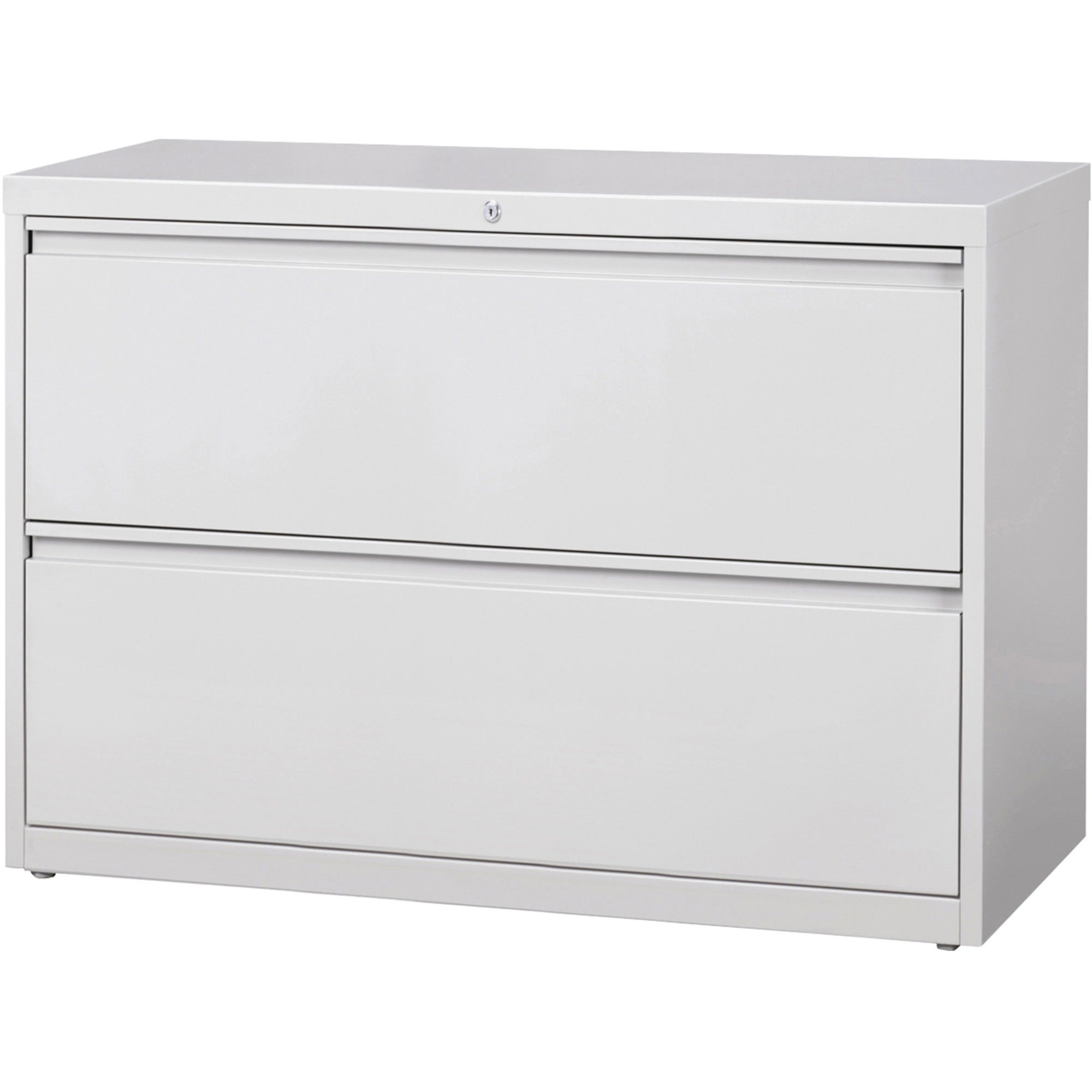 Lorell Fortress Series Lateral File - 42" x 18.6" x 28.1" - 2 x Drawer(s) for File - Legal, Letter, A4 - Lateral - Rust Proof, Leveling Glide, Ball-bearing Suspension, Interlocking, Label Holder - Light Gray - Baked Enamel - Steel - Recycled -