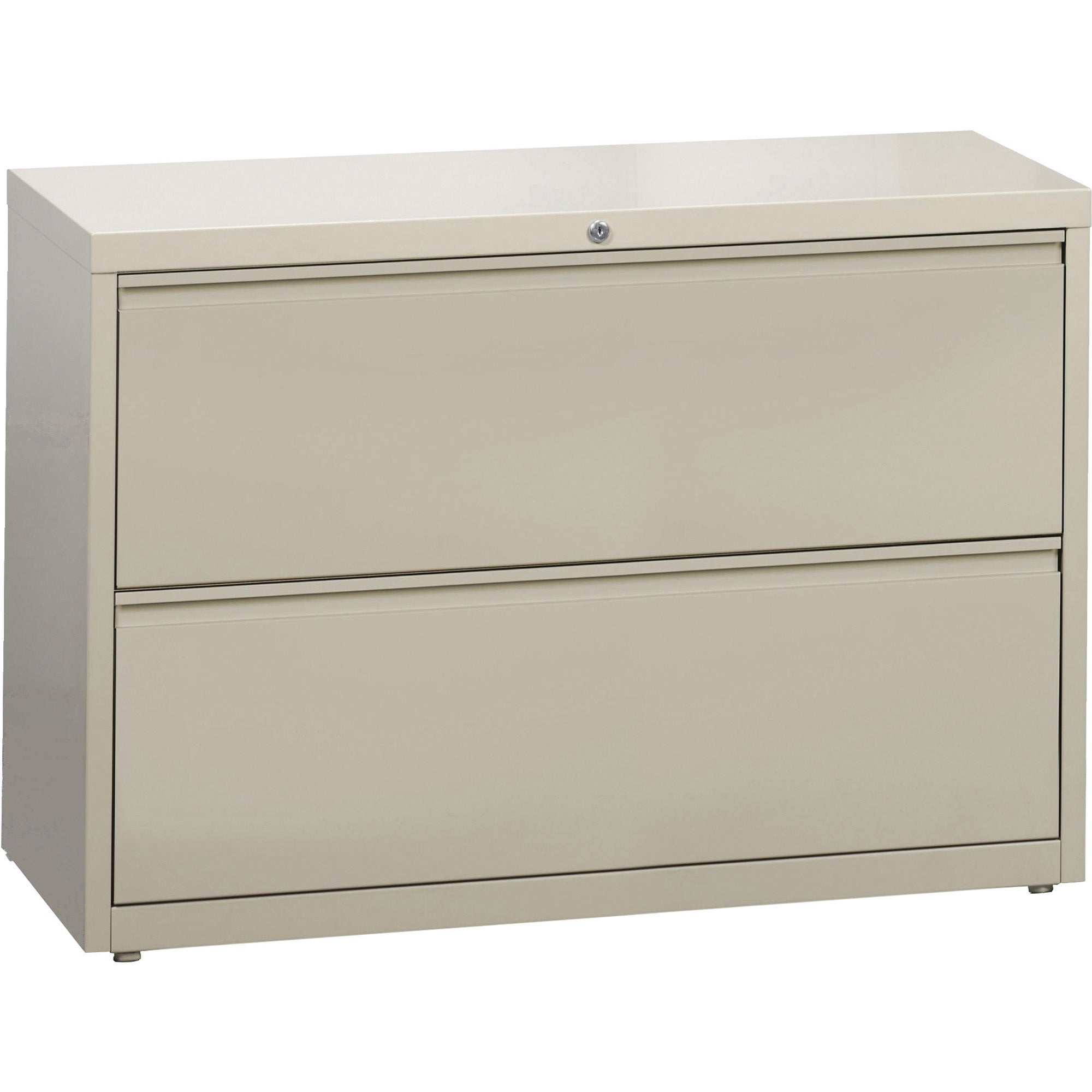 Lorell Fortress Series Lateral File - 42" x 18.6" x 28.1" - 2 x Drawer(s) for File - Legal, Letter, A4 - Lateral - Rust Proof, Leveling Glide, Ball-bearing Suspension, Interlocking, Label Holder - Putty - Baked Enamel - Steel - Recycled -