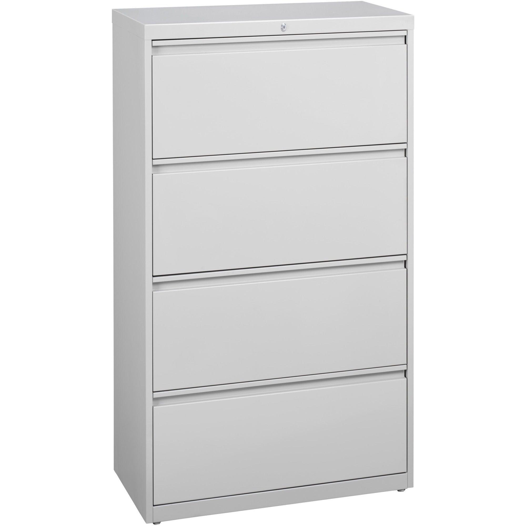 Lorell Fortress Series Lateral File - 36" x 18.6" x 52.5" - 4 x Drawer(s) for File - Legal, Letter, A4 - Lateral - Rust Proof, Leveling Glide, Interlocking, Ball-bearing Suspension, Label Holder - Light Gray - Baked Enamel - Steel - Recycled -