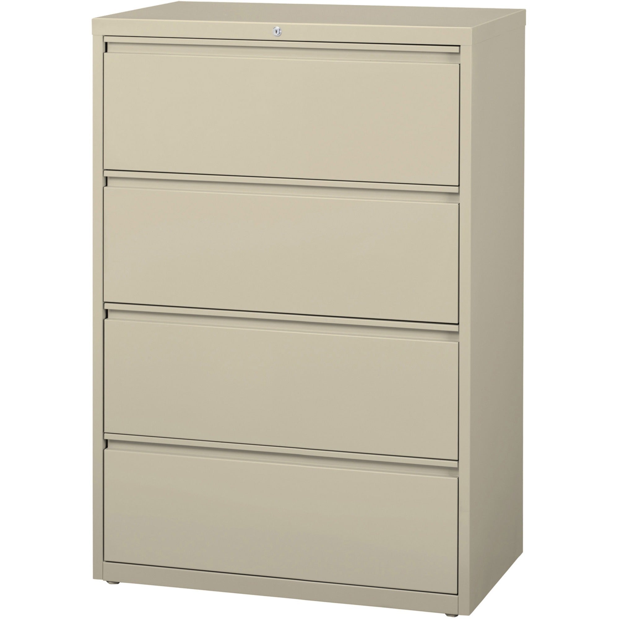 Lorell Fortress Series Lateral File - 36" x 18.6" x 52.5" - 4 x Drawer(s) for File - Legal, Letter, A4 - Lateral - Rust Proof, Leveling Glide, Interlocking, Ball-bearing Suspension, Label Holder - Putty - Baked Enamel - Steel - Recycled -