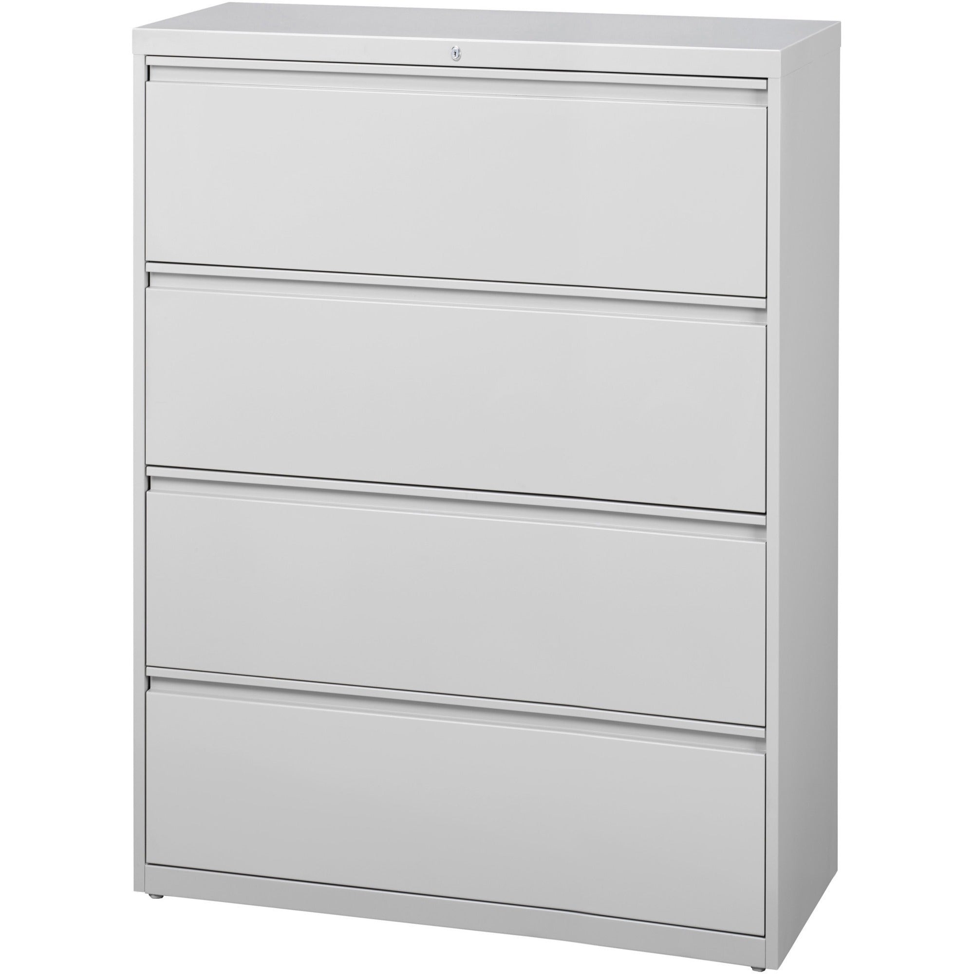 Lorell Fortress Series Lateral File - 42" x 18.6" x 52.5" - 4 x Drawer(s) for File - Legal, Letter, A4 - Lateral - Rust Proof, Leveling Glide, Interlocking, Ball-bearing Suspension, Label Holder - Light Gray - Baked Enamel - Steel - Recycled -