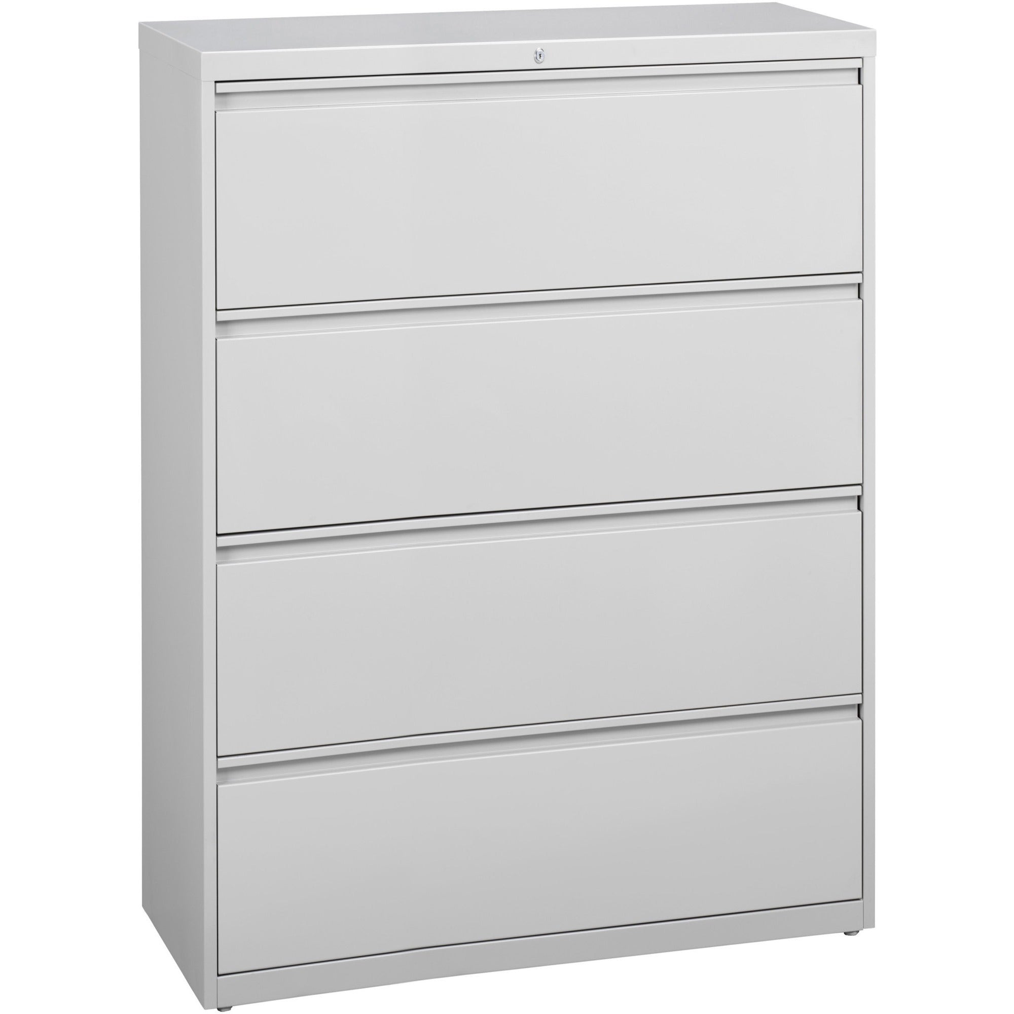 Lorell Fortress Series Lateral File - 42" x 18.6" x 52.5" - 4 x Drawer(s) for File - Legal, Letter, A4 - Lateral - Rust Proof, Leveling Glide, Interlocking, Ball-bearing Suspension, Label Holder - Light Gray - Baked Enamel - Steel - Recycled -