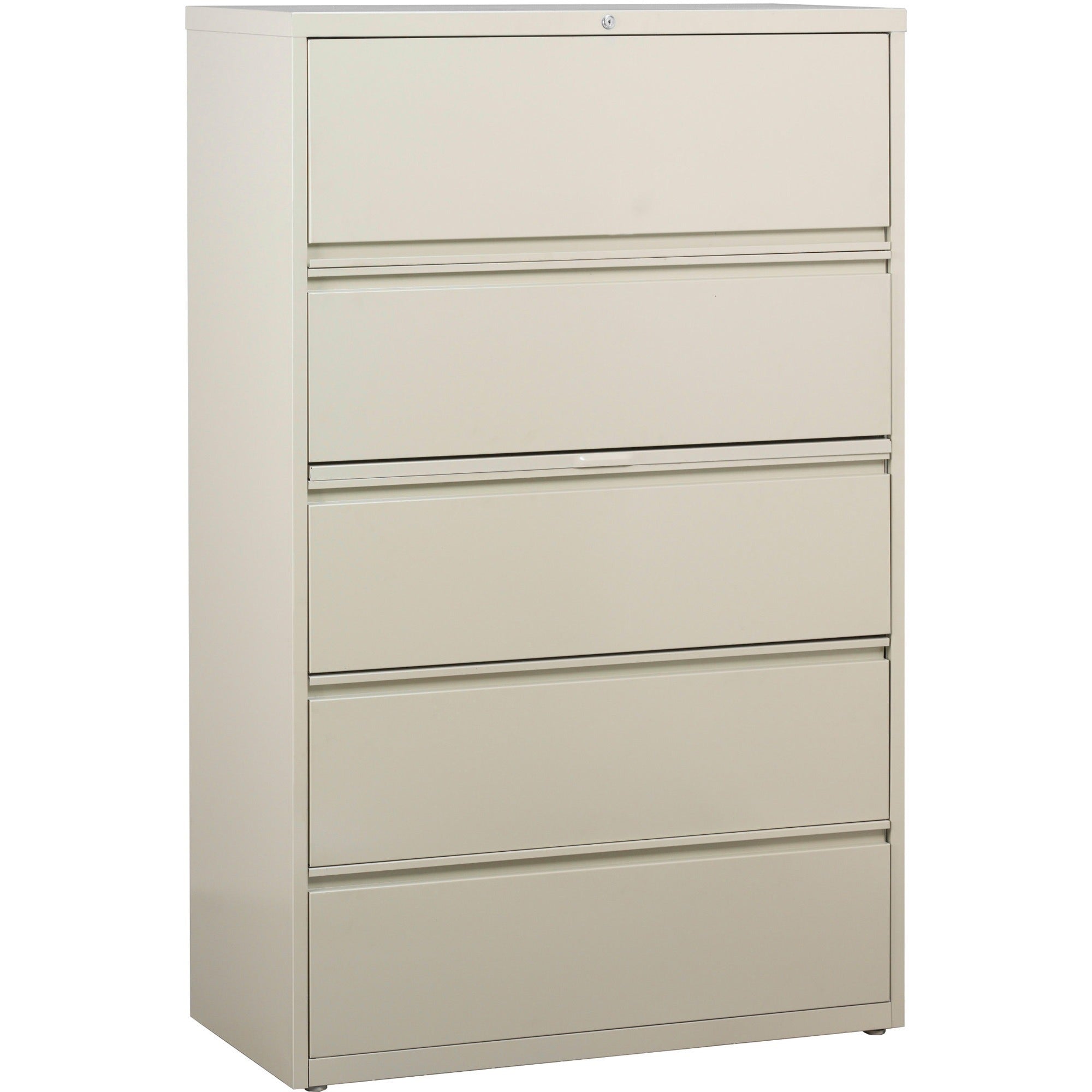 Lorell Fortress Series Lateral File w/Roll-out Posting Shelf - 36" x 18.6" x 67.7" - 5 x Drawer(s) for File - Legal, Letter, A4 - Lateral - Rust Proof, Leveling Glide, Interlocking, Ball-bearing Suspension, Label Holder - Putty - Baked Enamel - Recyc -