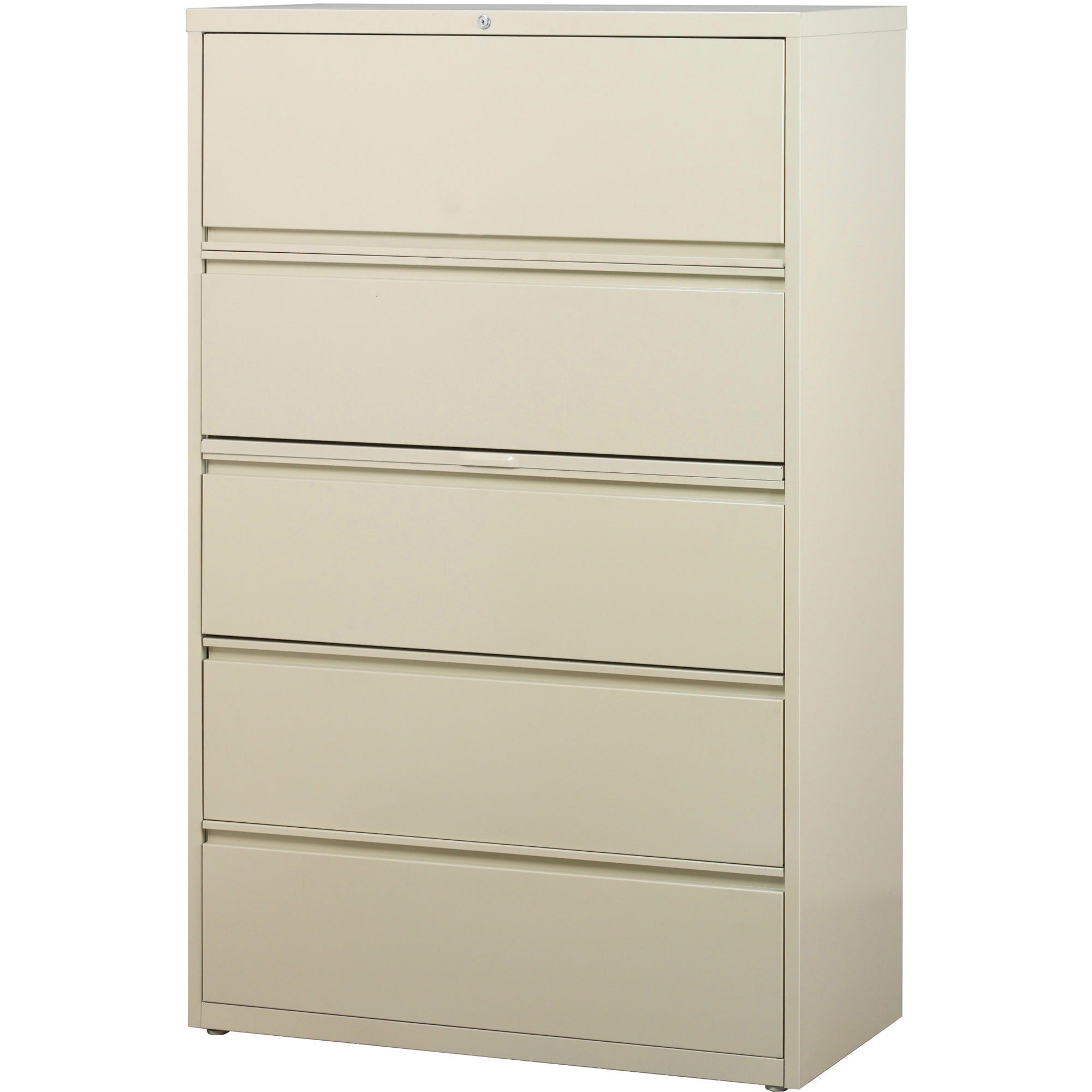 Lorell Fortress Series Lateral File w/Roll-out Posting Shelf - 36" x 18.6" x 67.7" - 5 x Drawer(s) for File - Legal, Letter, A4 - Lateral - Rust Proof, Leveling Glide, Interlocking, Ball-bearing Suspension, Label Holder - Putty - Baked Enamel - Recyc -
