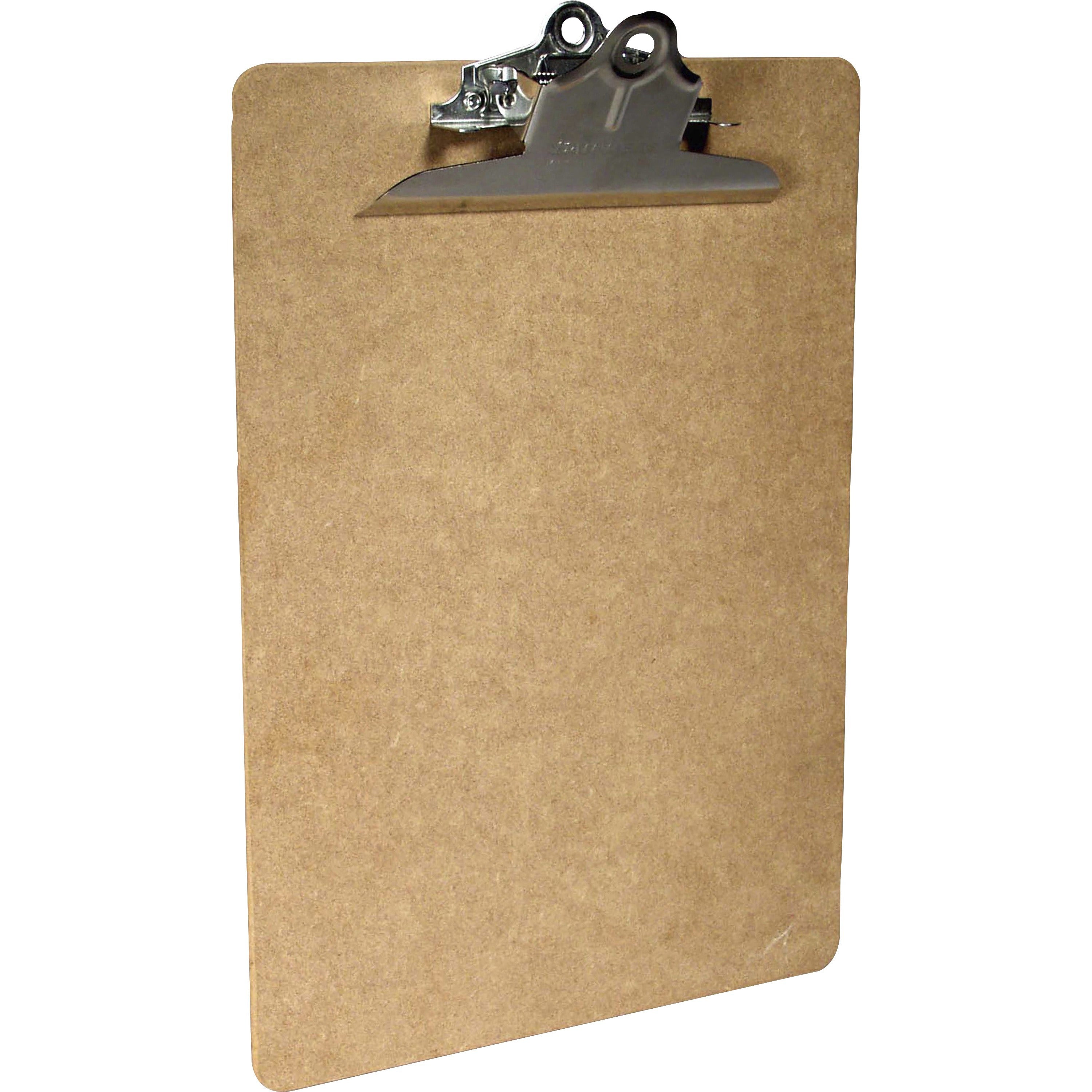 Saunders Brown Hardboard Clipboards - 1" Clip Capacity - 8 1/2" x 11" - Spring Clip - Standard - Hardboard - Brown - 1 Each -
